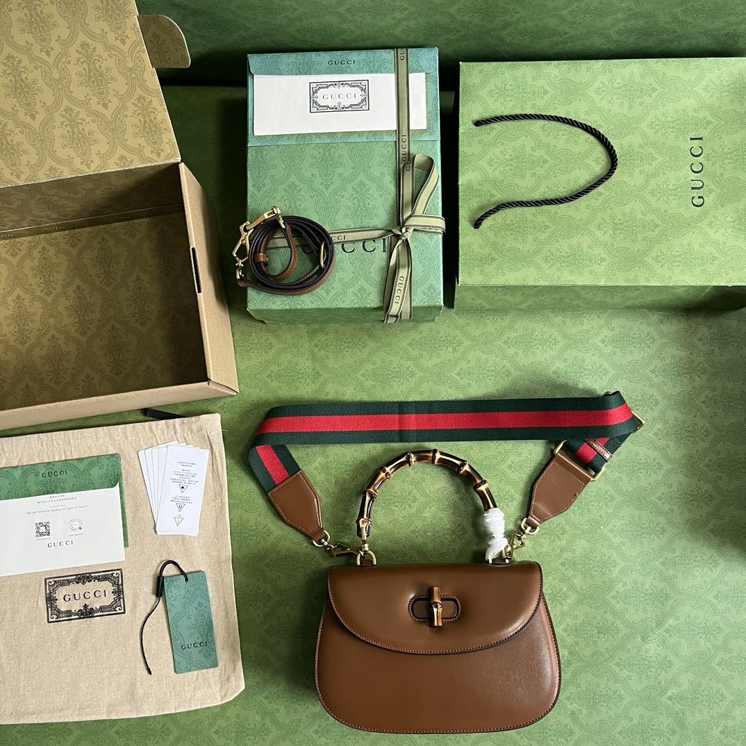 Gucci Bamboo 1947 Medium Top Handle Bag(26-17-9cm) - FashionPlug