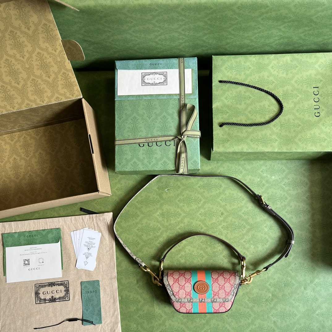 Gucci GG Top Handle Mini Bag With Web(13-18*10-4.5cm) - FashionPlug