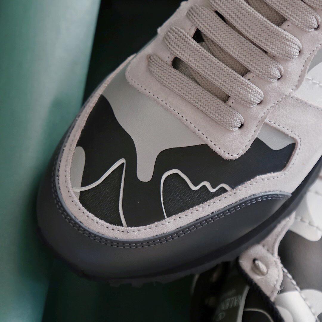 Valenti  Garavani Black & Gray Rockrunner Sneakers - FashionPlug