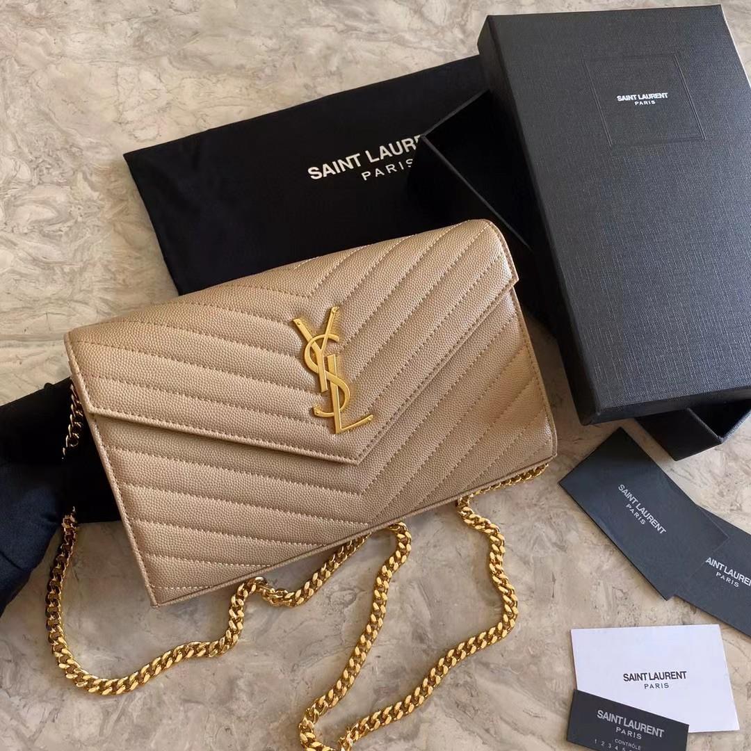 Saint Laurent Leather Shoulder Bag(22-14-4cm) - FashionPlug