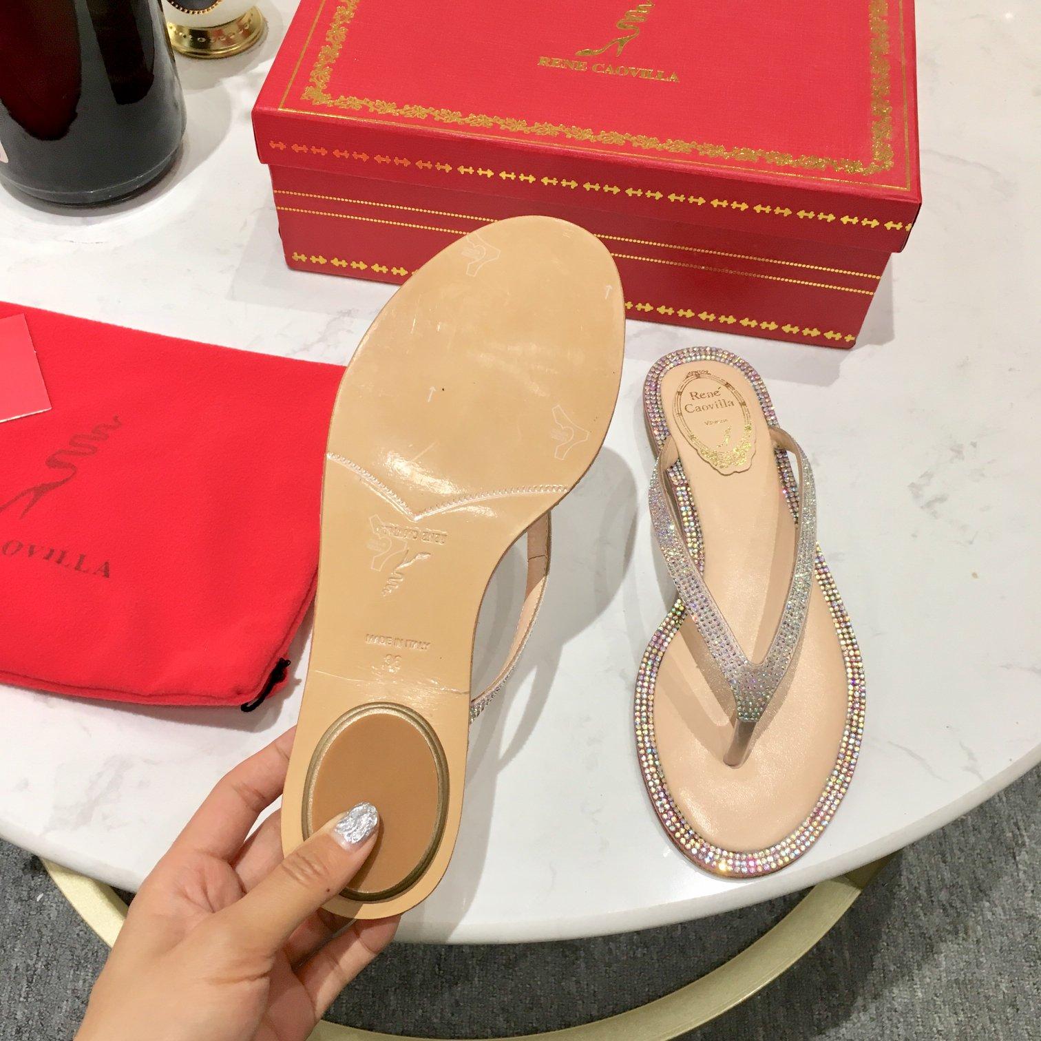 Rene Caovilla Diana Crystal Beige Flip-Flop 10 - FashionPlug