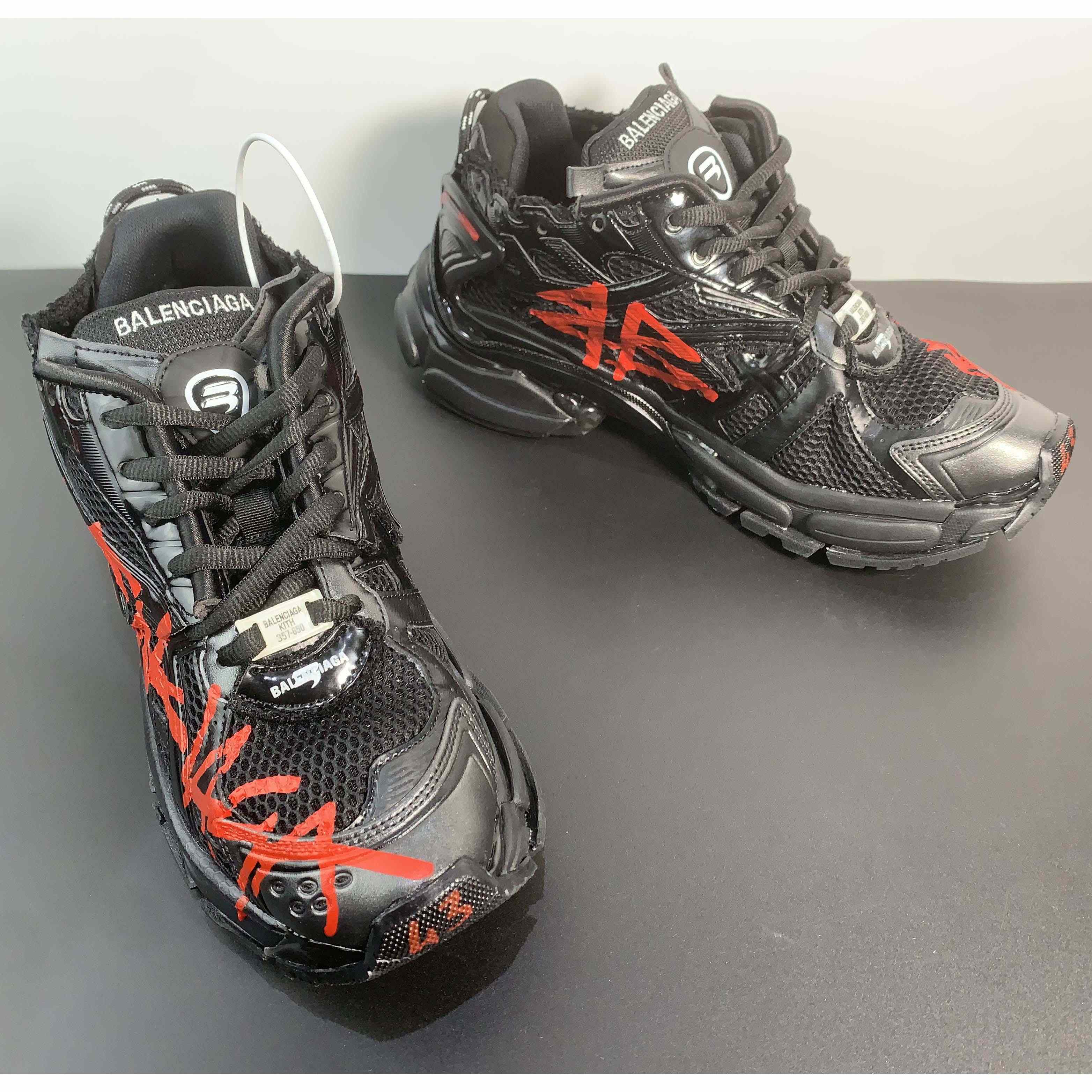 Balenciaga Runner Graffiti Sneaker In Black - FashionPlug