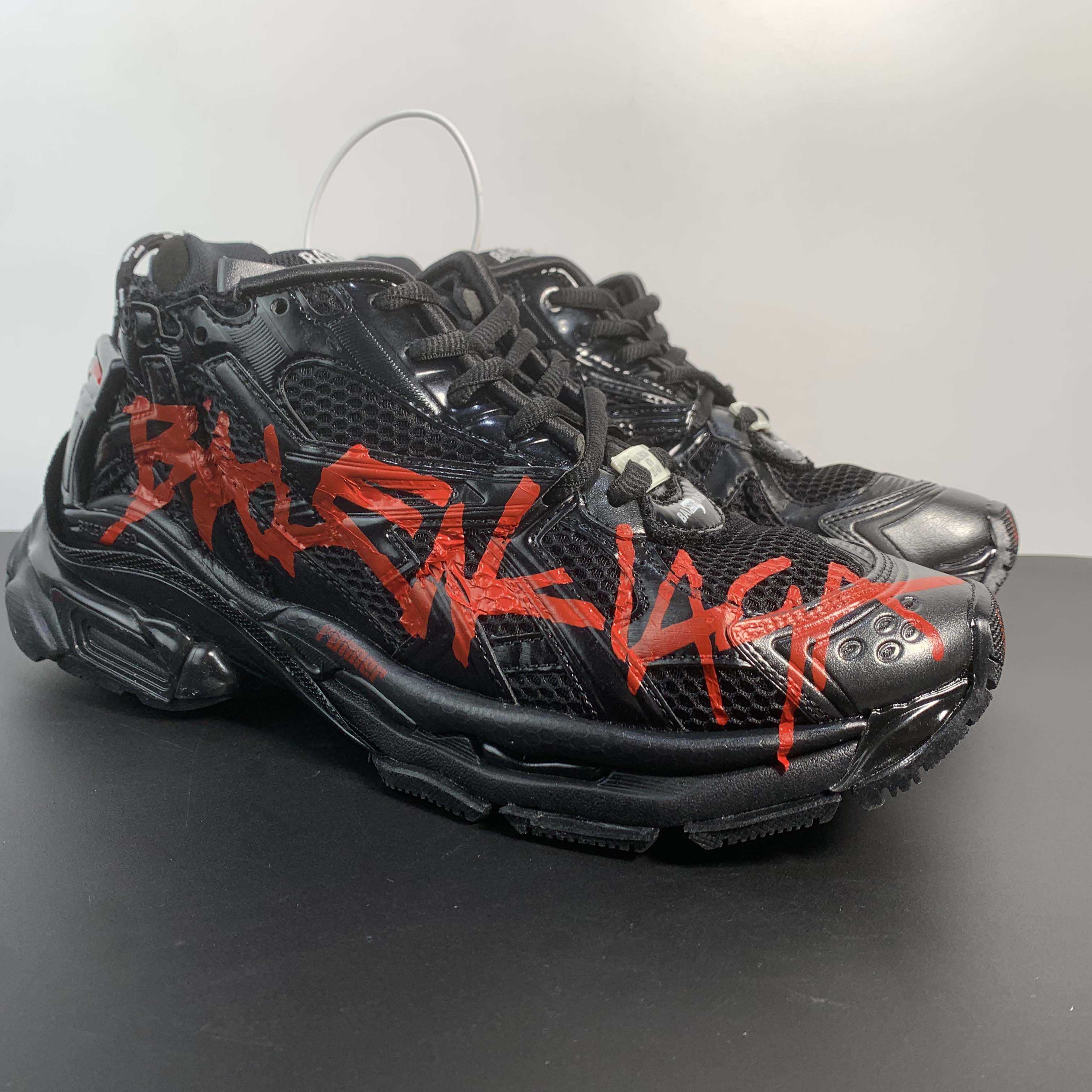 Balenciaga Runner Graffiti Sneaker In Black - FashionPlug