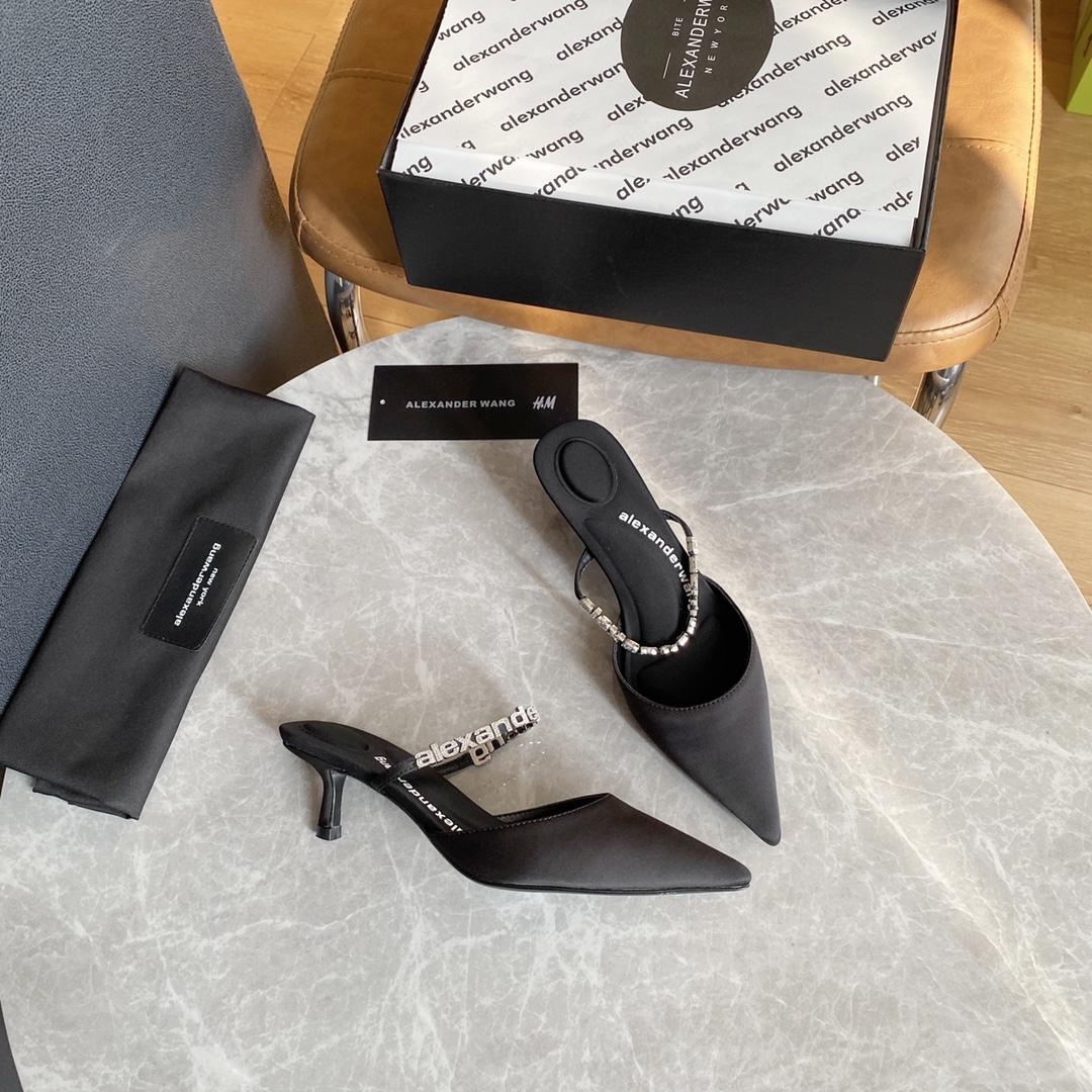 Alexander Wang Delphine 65 Logo Strap Mule In Viscose - FashionPlug