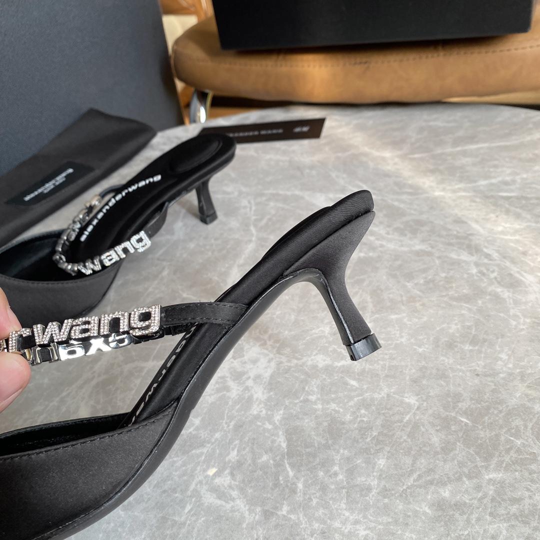 Alexander Wang Delphine 65 Logo Strap Mule In Viscose - FashionPlug