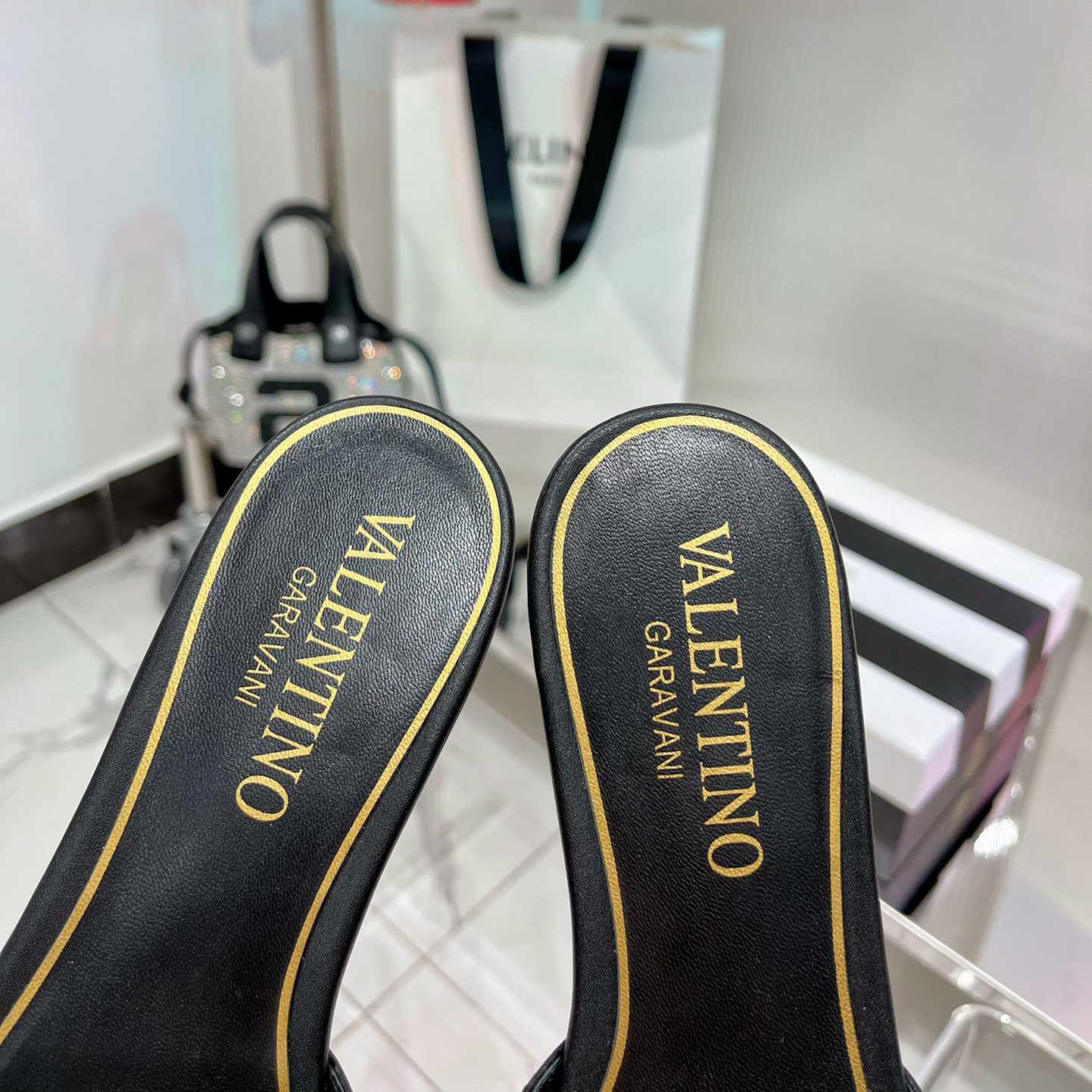 Valenti Garavani VLogo Leather Slides - FashionPlug