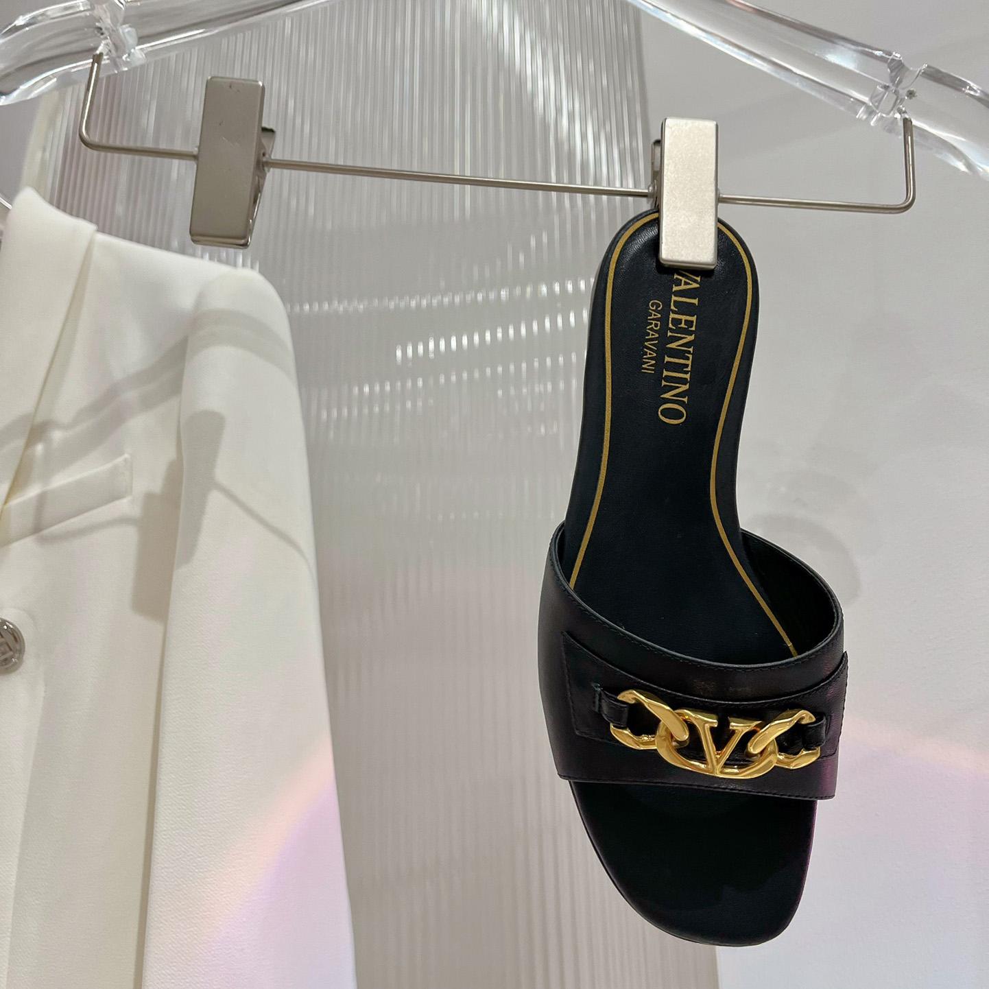 Valenti Garavani VLogo Leather Slides - FashionPlug