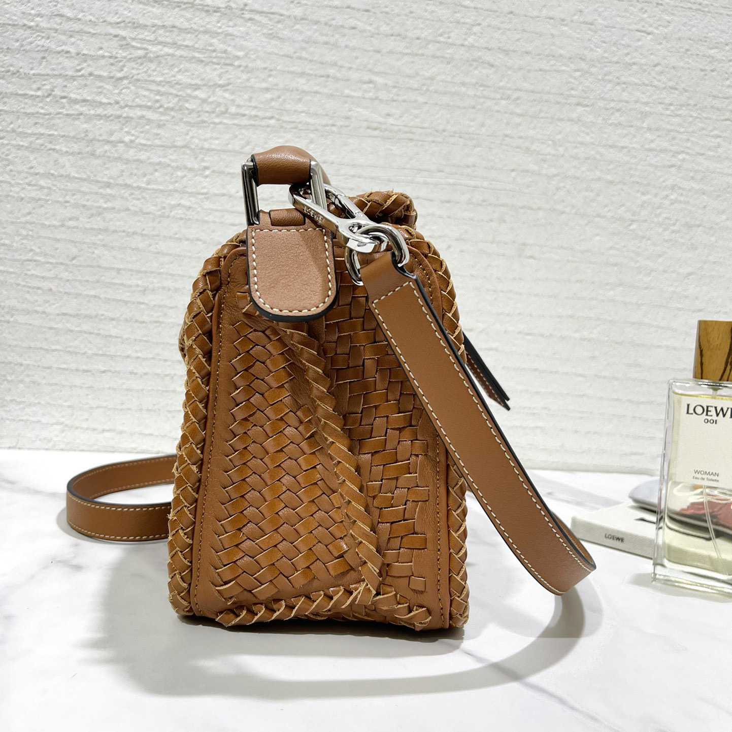 Loewe Women's Brown Puzzle Woven Small Bag(24*16.5*10cm) - FashionPlug