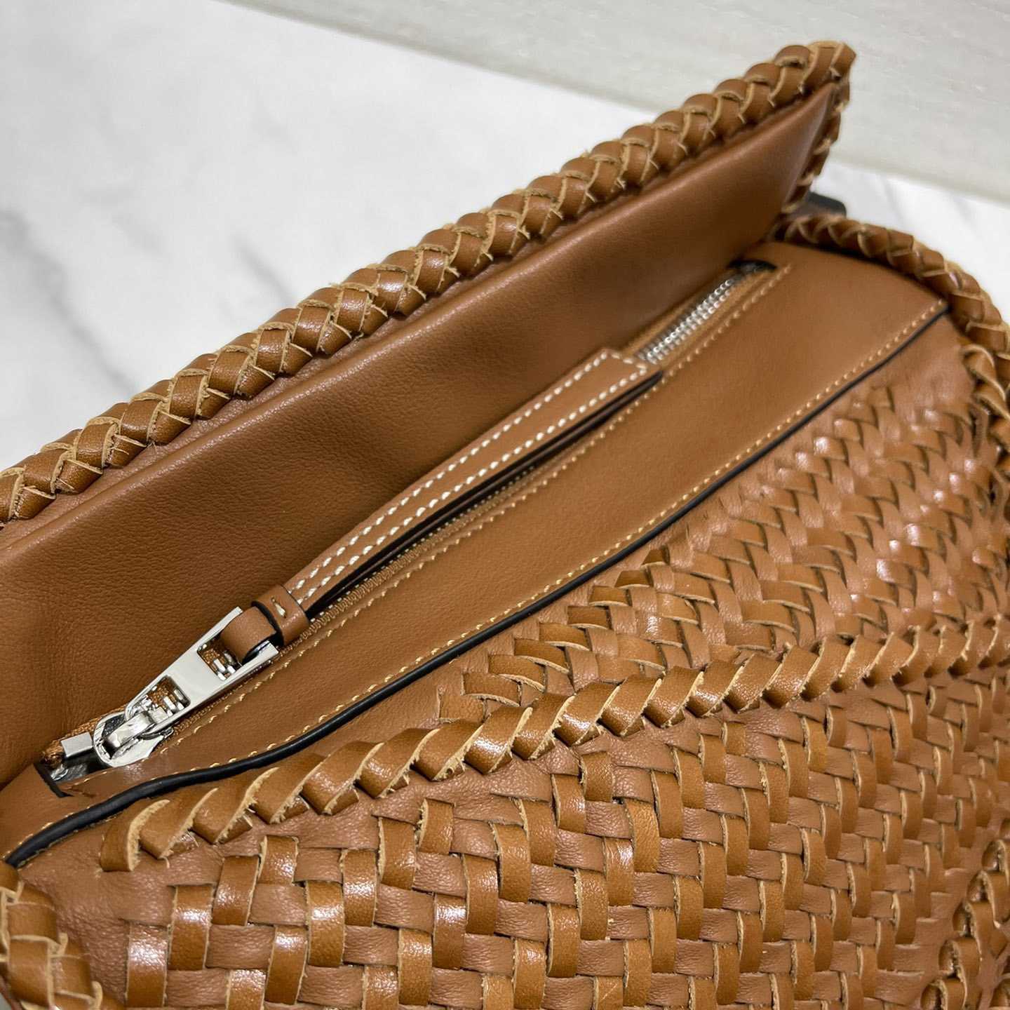 Loewe Women's Brown Puzzle Woven Small Bag(24*16.5*10cm) - FashionPlug