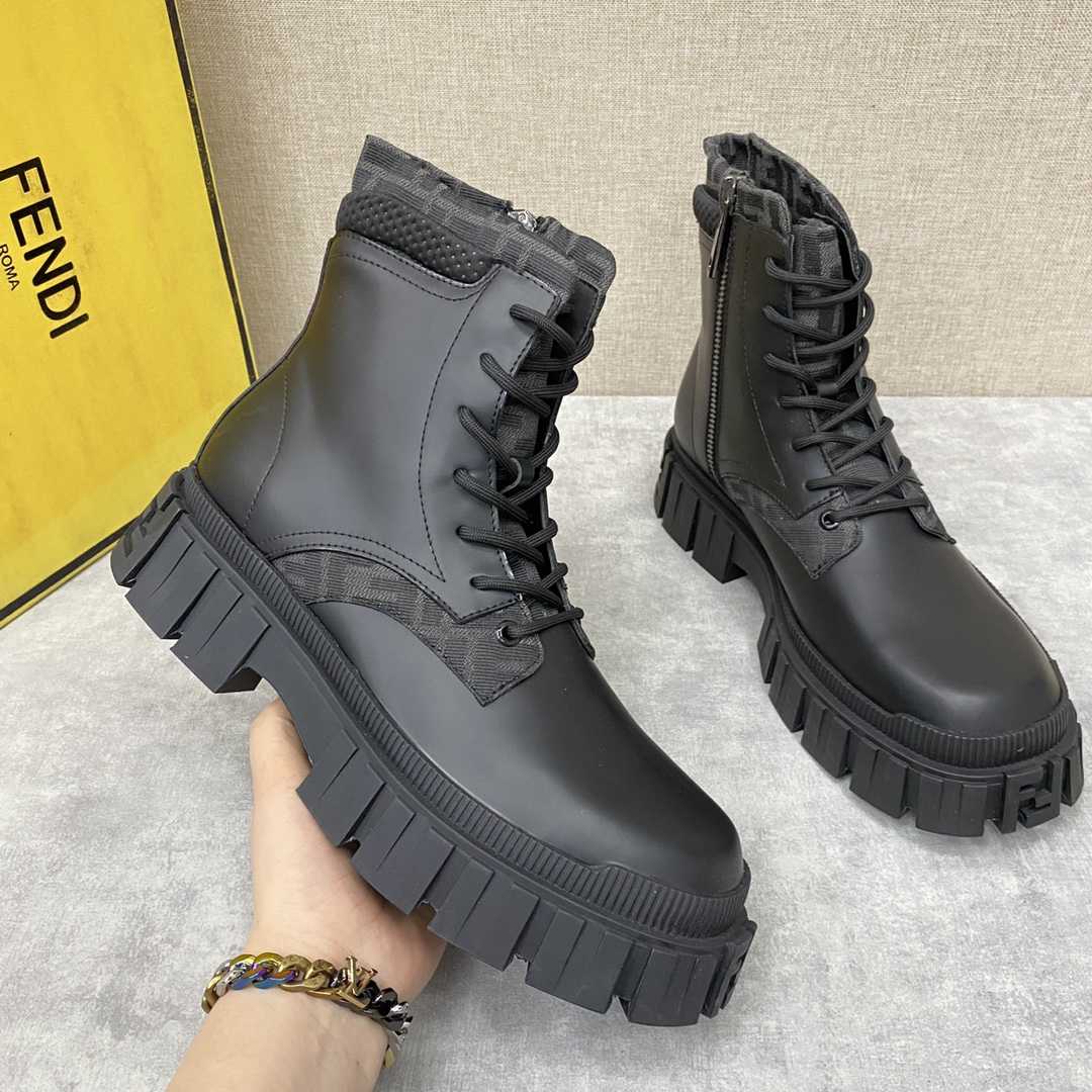 Fendi Force Black Leather Ankle Boots - FashionPlug