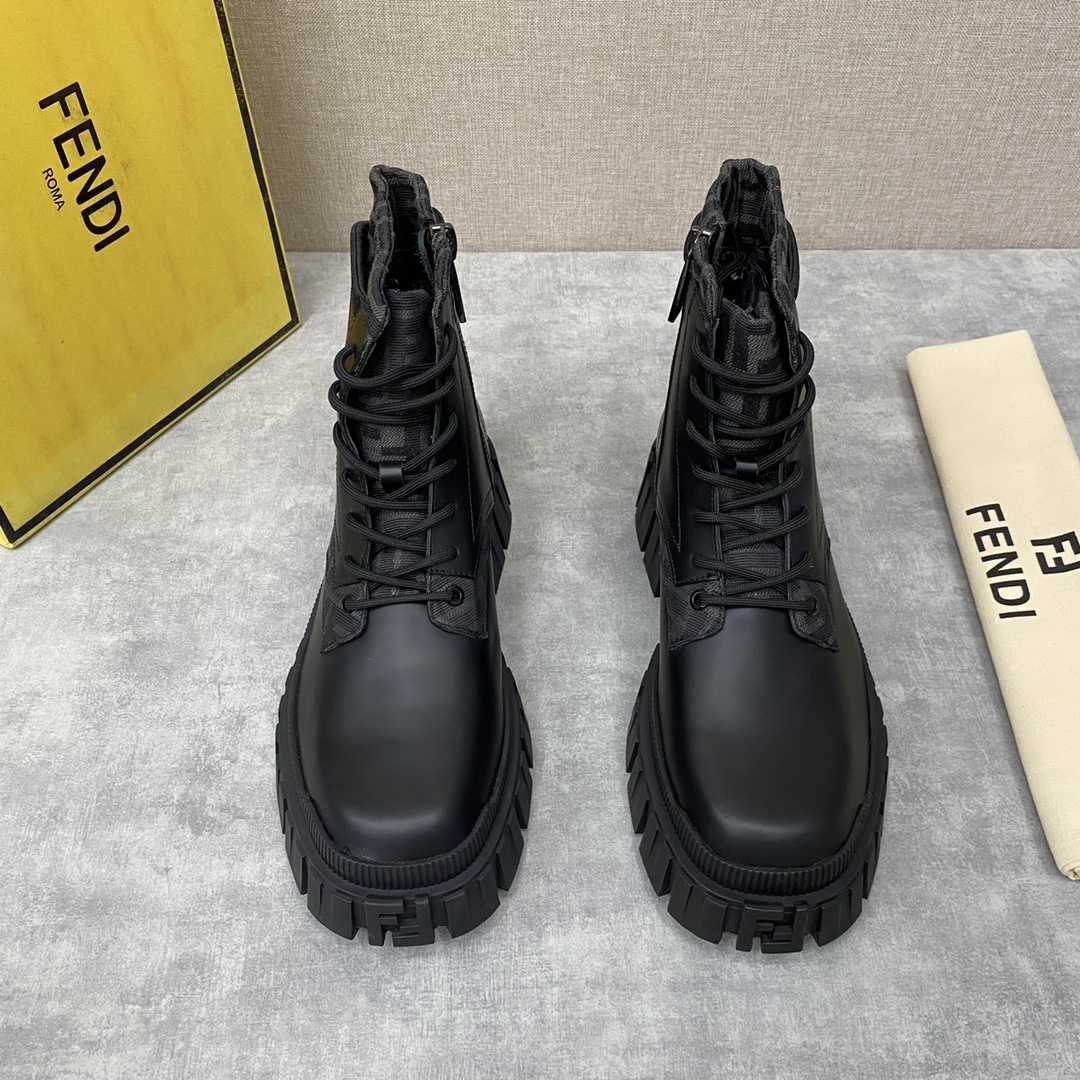 Fendi Force Black Leather Ankle Boots - FashionPlug
