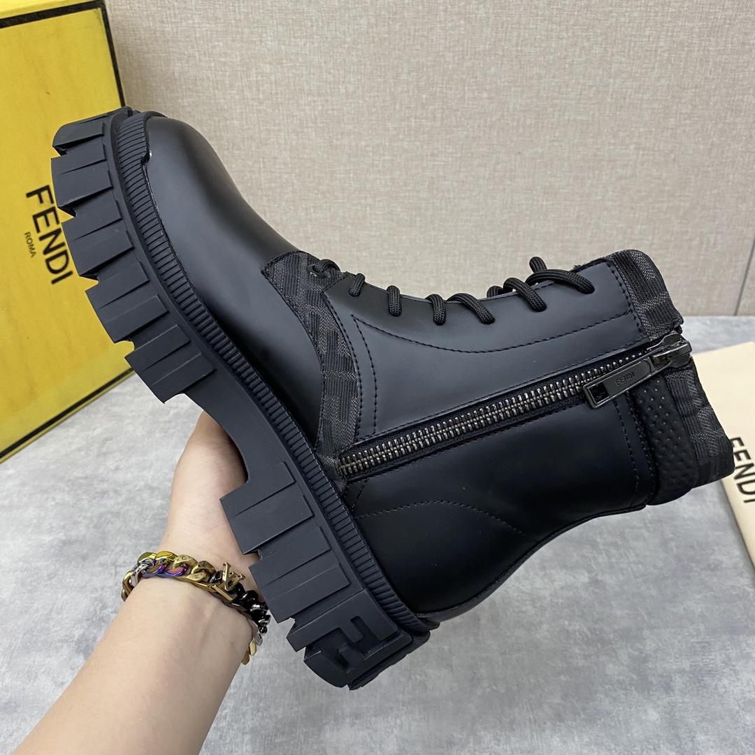 Fendi Force Black Leather Ankle Boots - FashionPlug
