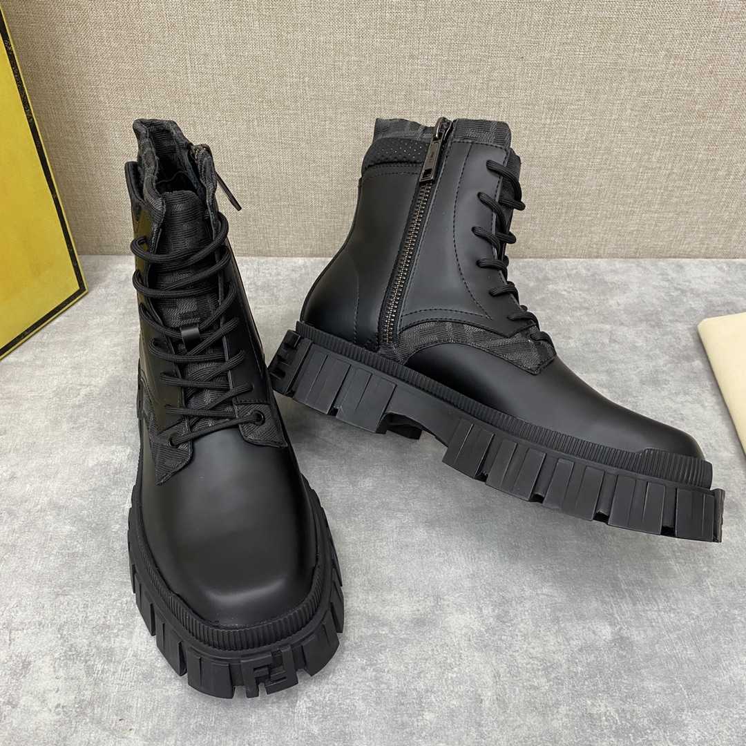 Fendi Force Black Leather Ankle Boots - FashionPlug