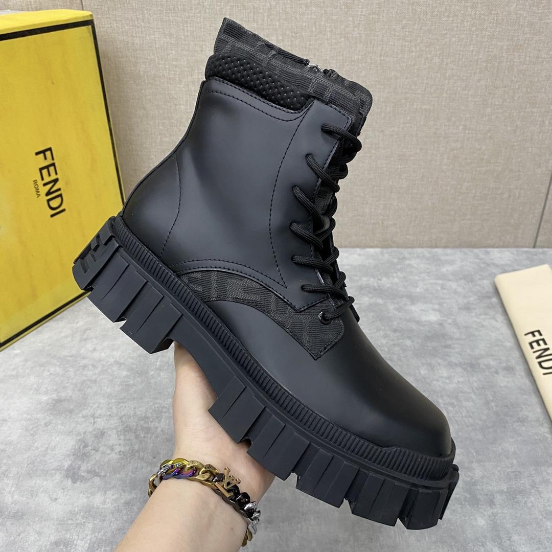 Fendi Force Black Leather Ankle Boots - FashionPlug