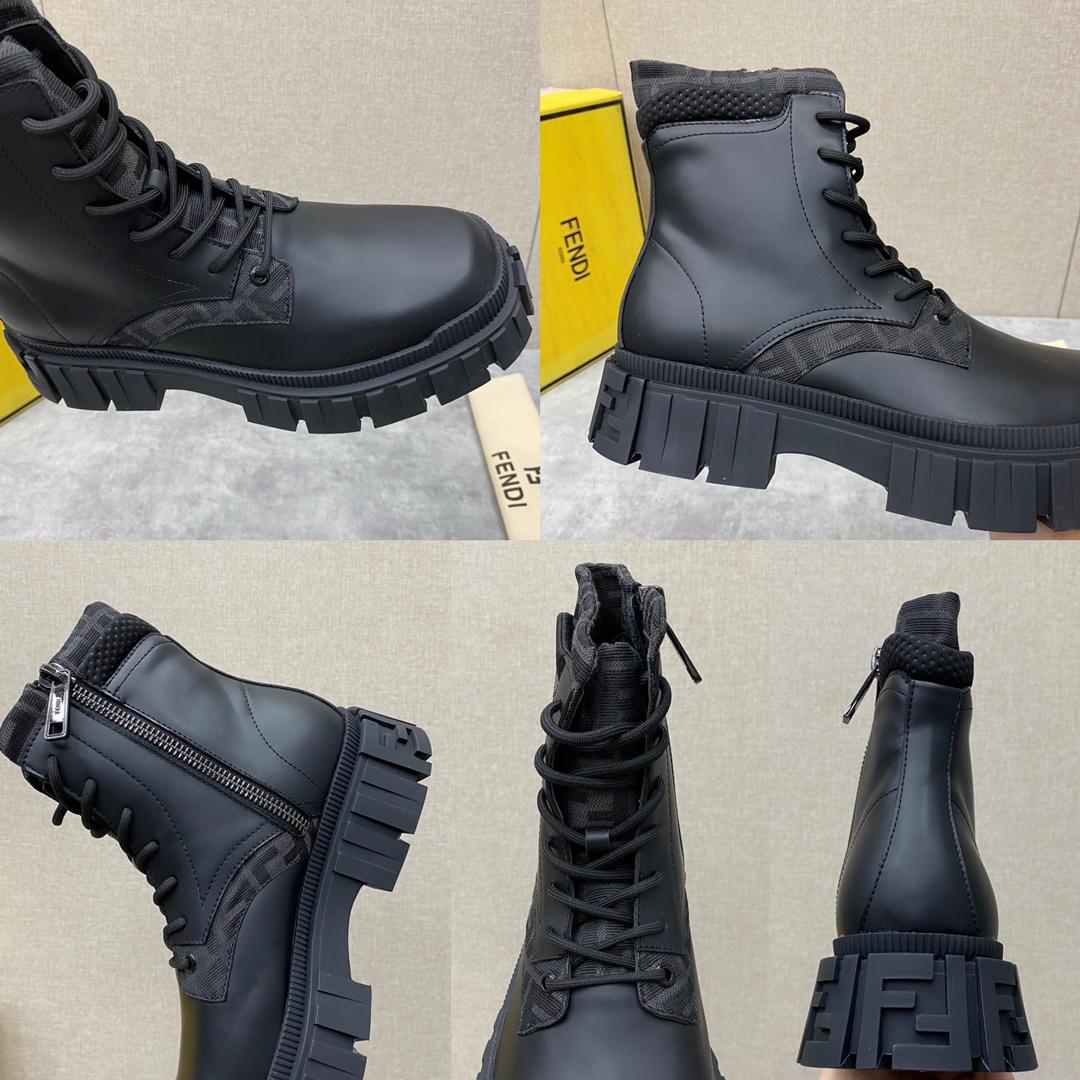 Fendi Force Black Leather Ankle Boots - FashionPlug