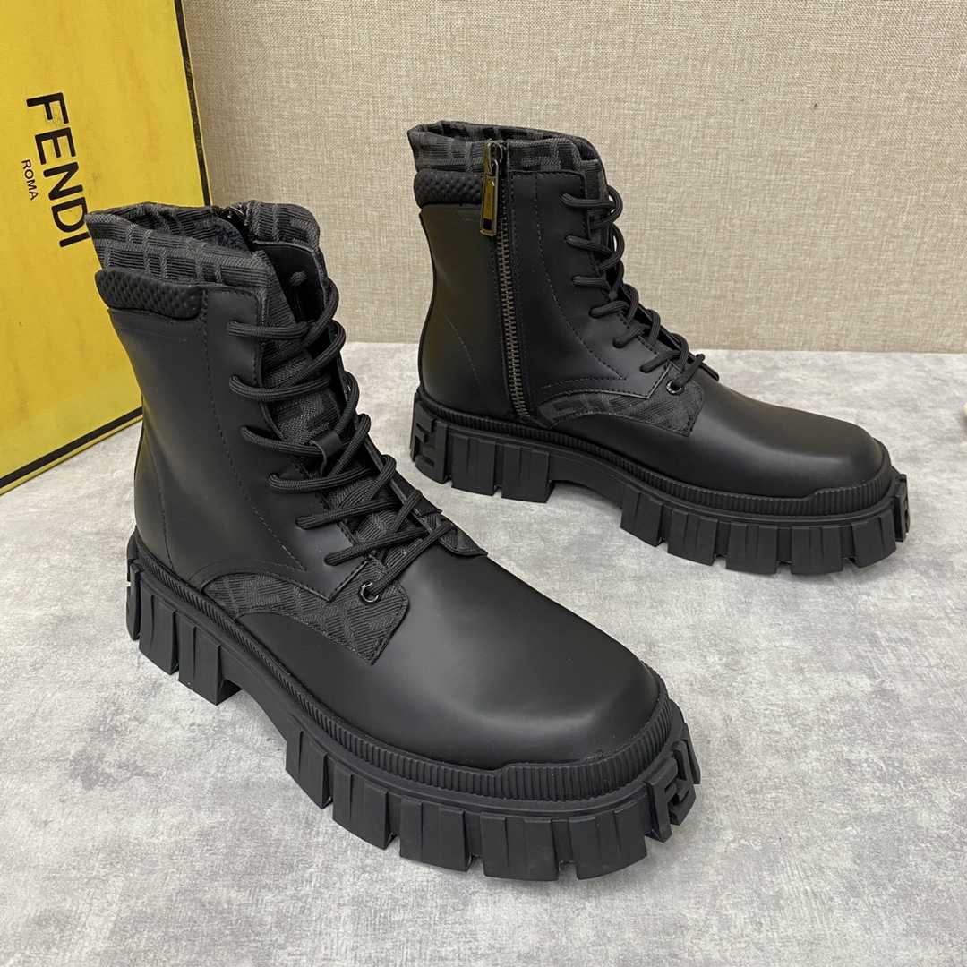 Fendi Force Black Leather Ankle Boots - FashionPlug