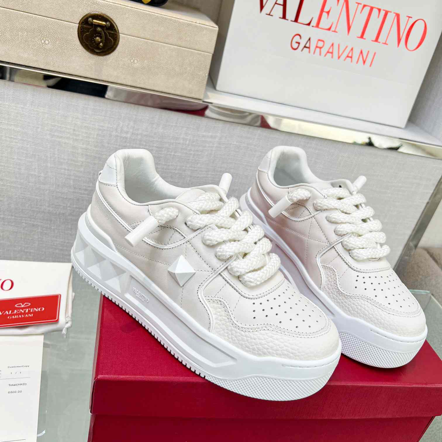 Valenti One Stud XL Nappa Leather Low-Top Sneaker - FashionPlug