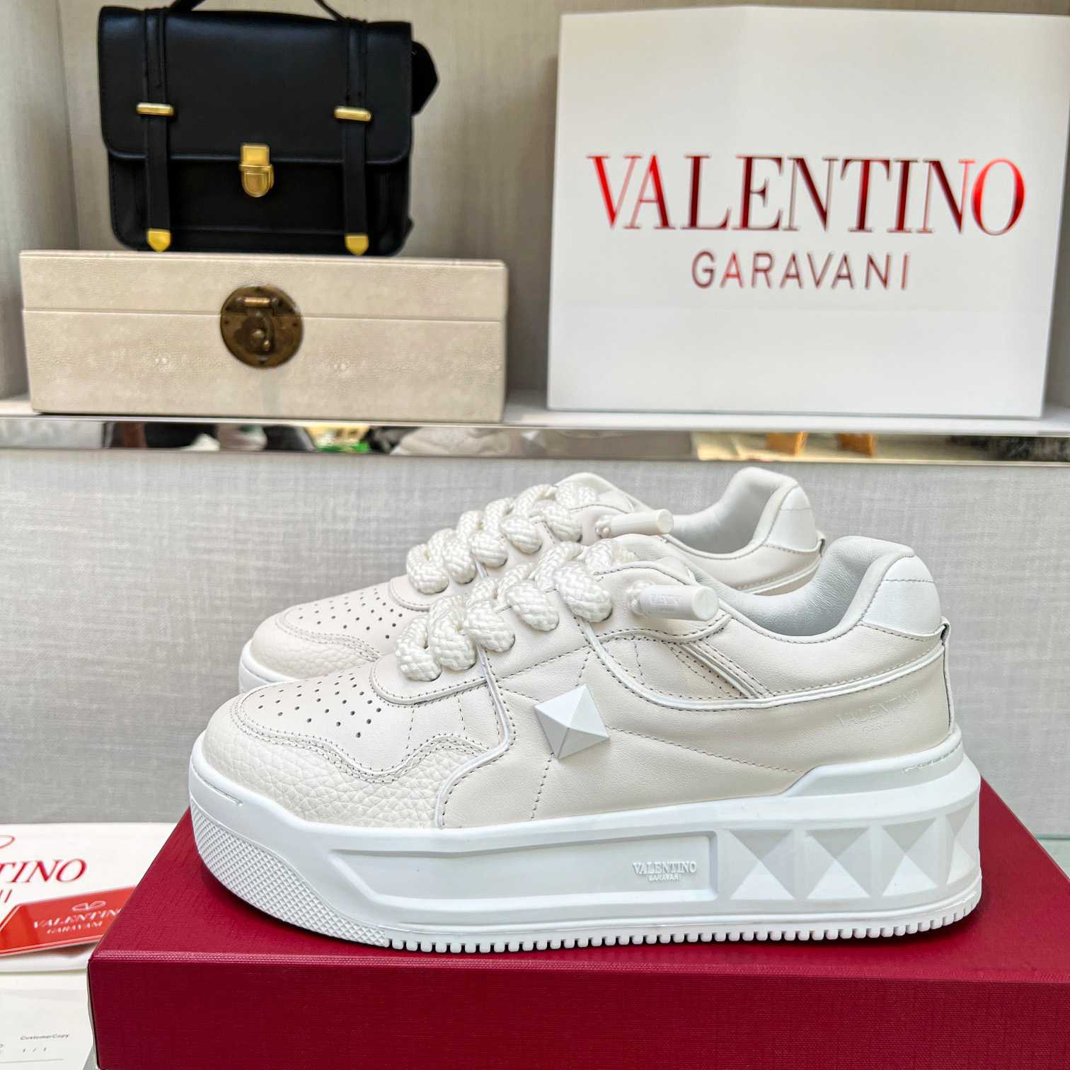 Valenti One Stud XL Nappa Leather Low-Top Sneaker - FashionPlug