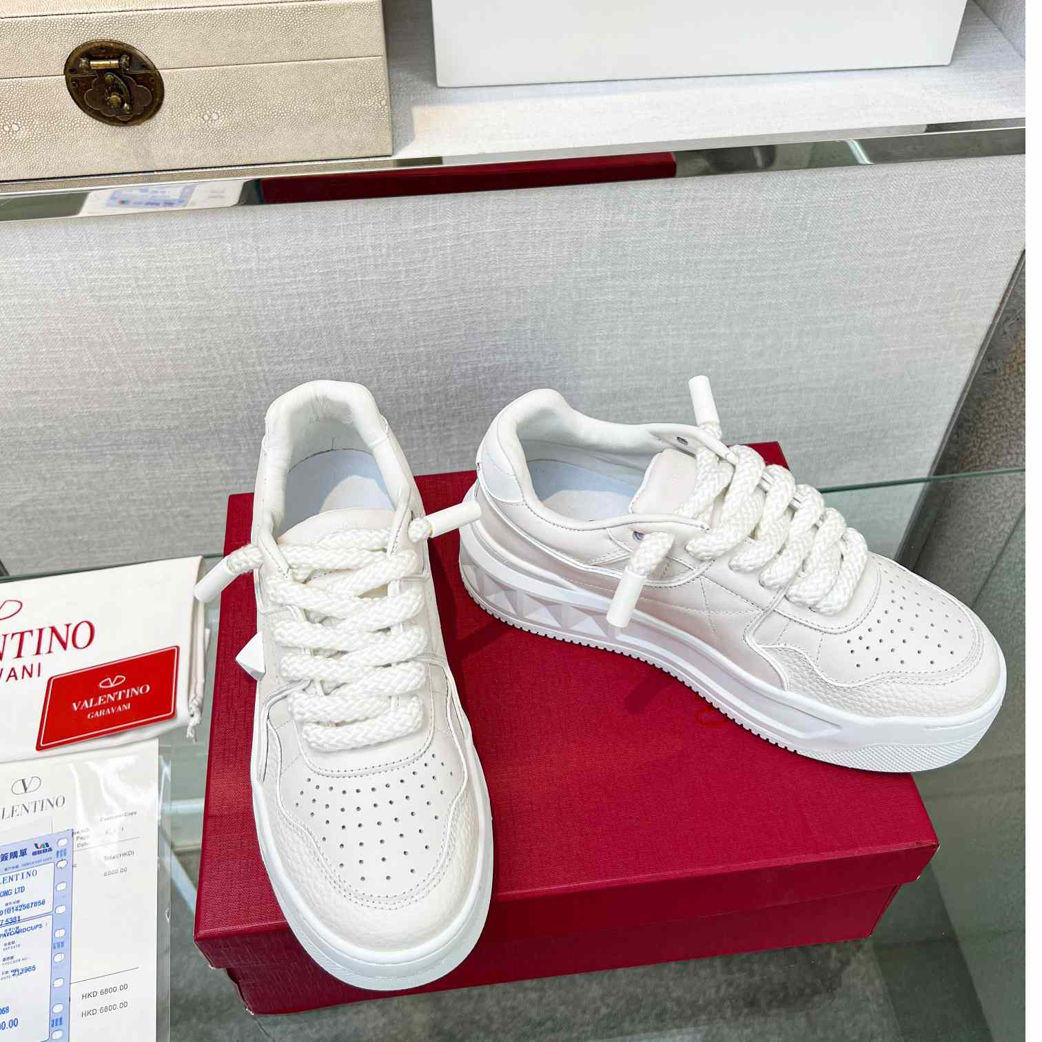 Valenti One Stud XL Nappa Leather Low-Top Sneaker - FashionPlug