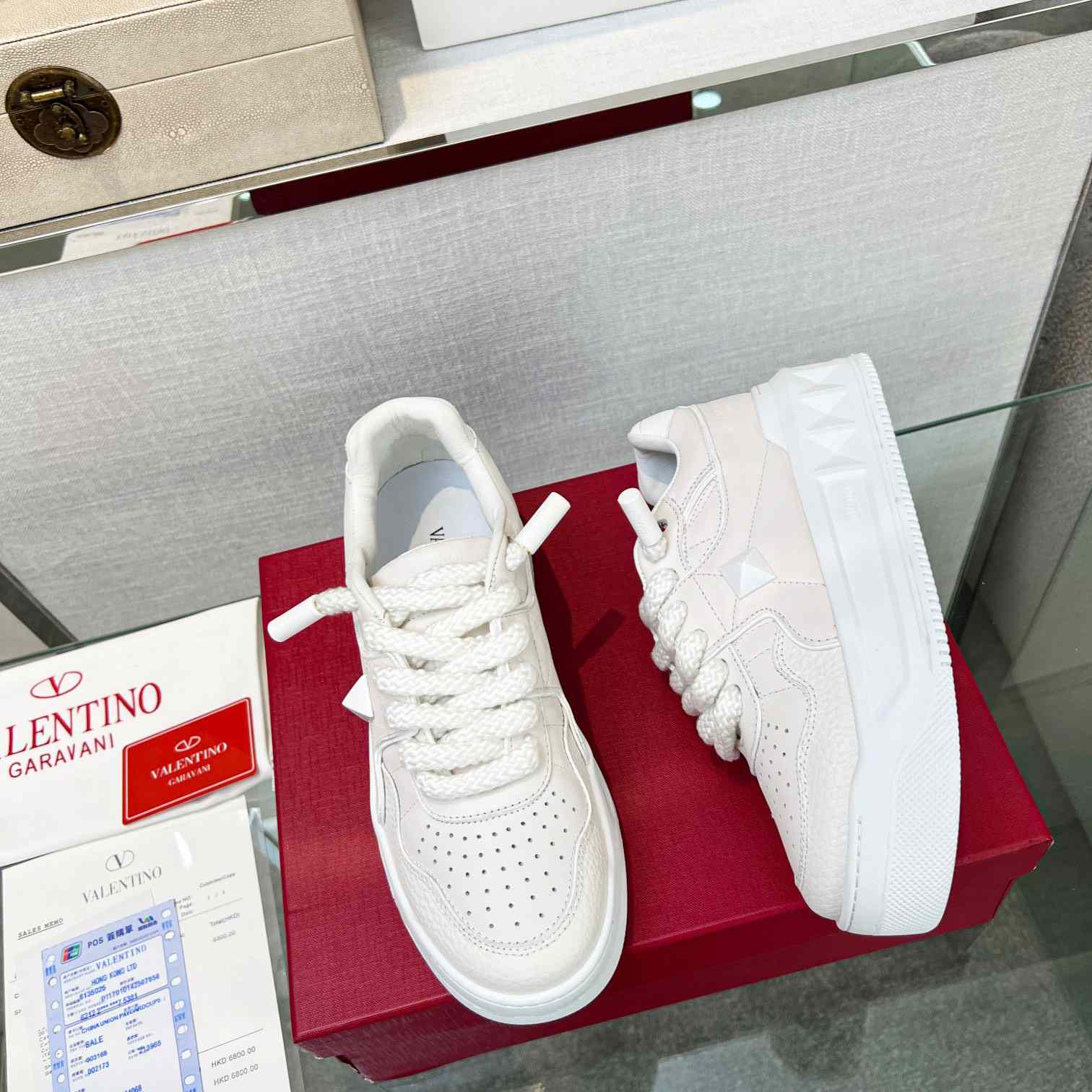 Valenti One Stud XL Nappa Leather Low-Top Sneaker - FashionPlug