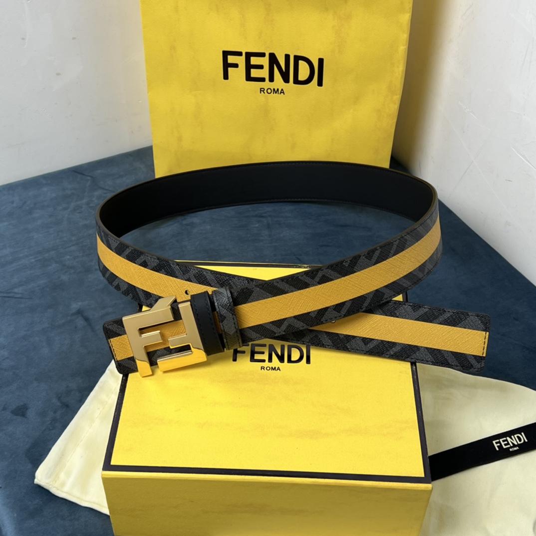 Fendi Reversible Black Leather Belt  - FashionPlug