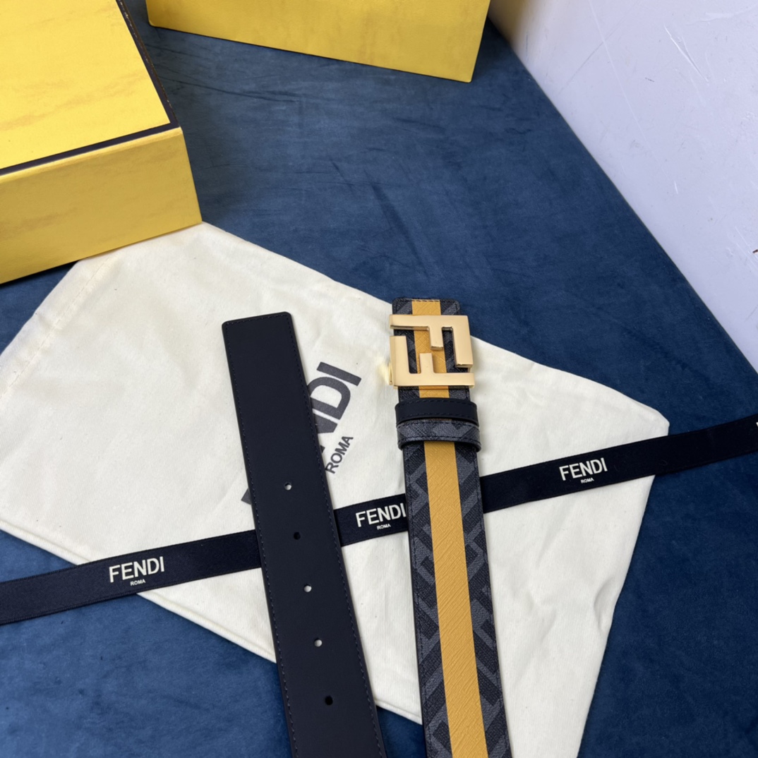 Fendi Reversible Black Leather Belt  - FashionPlug
