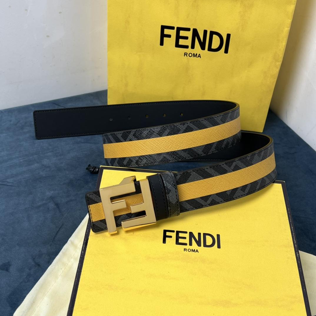 Fendi Reversible Black Leather Belt  - FashionPlug