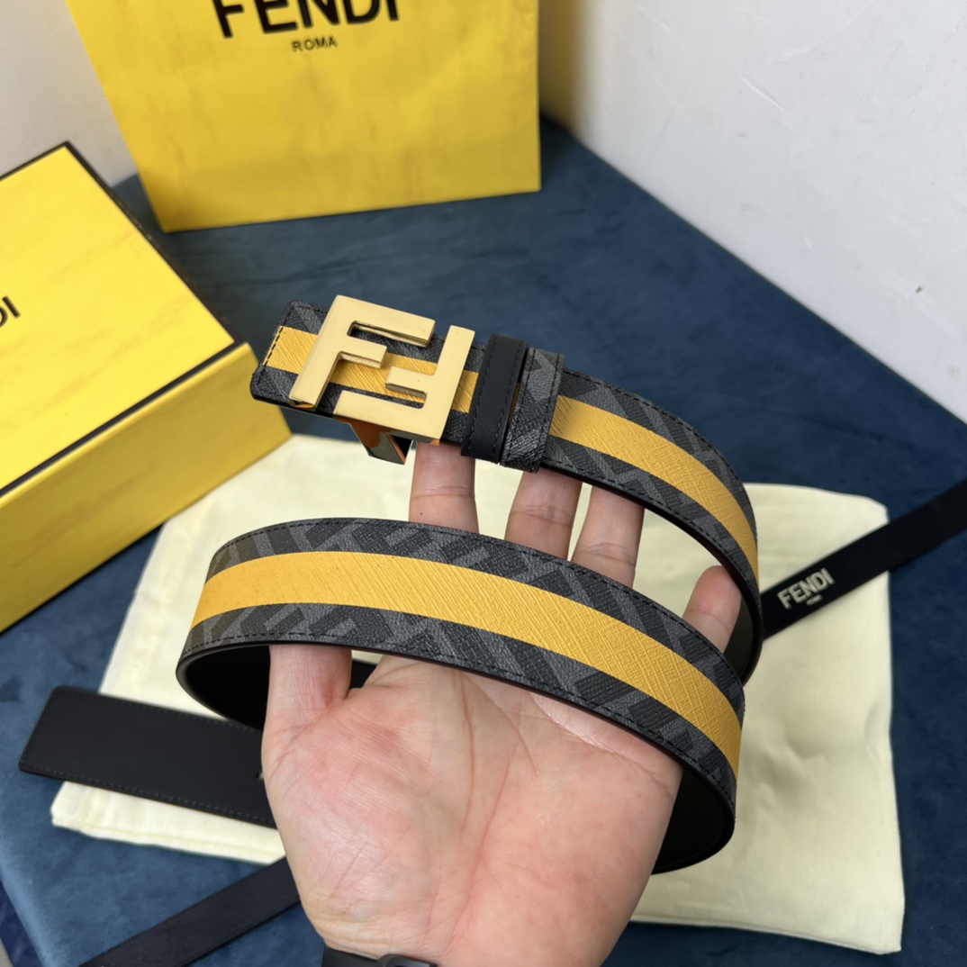 Fendi Reversible Black Leather Belt  - FashionPlug
