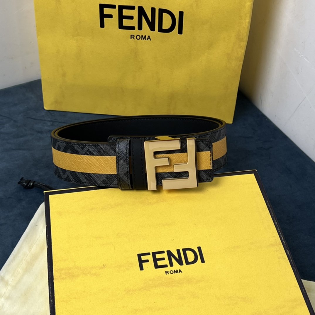 Fendi Reversible Black Leather Belt  - FashionPlug