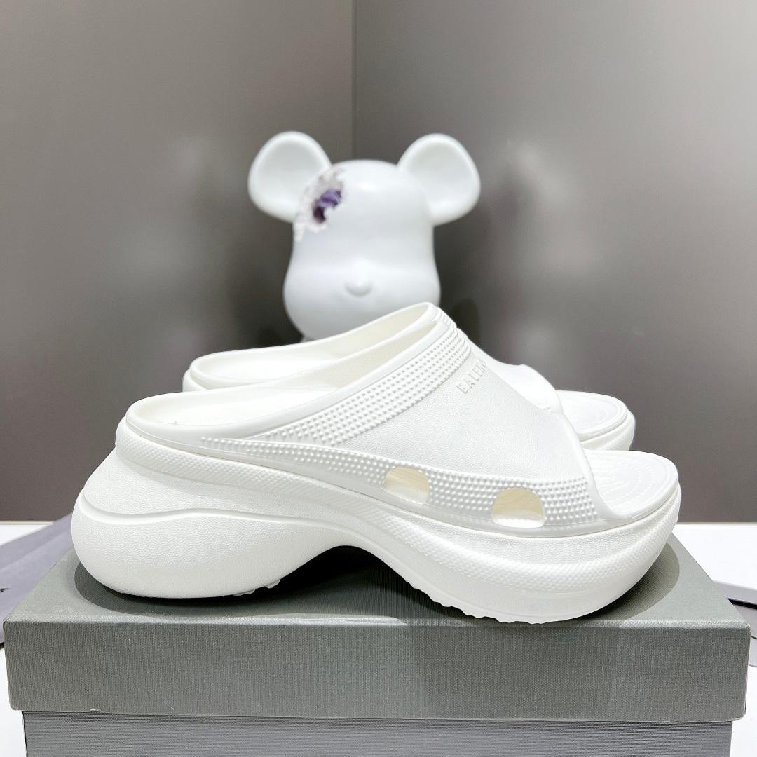 Balenciaga Women's Pool Crocs™ Slide Sandal In White - FashionPlug