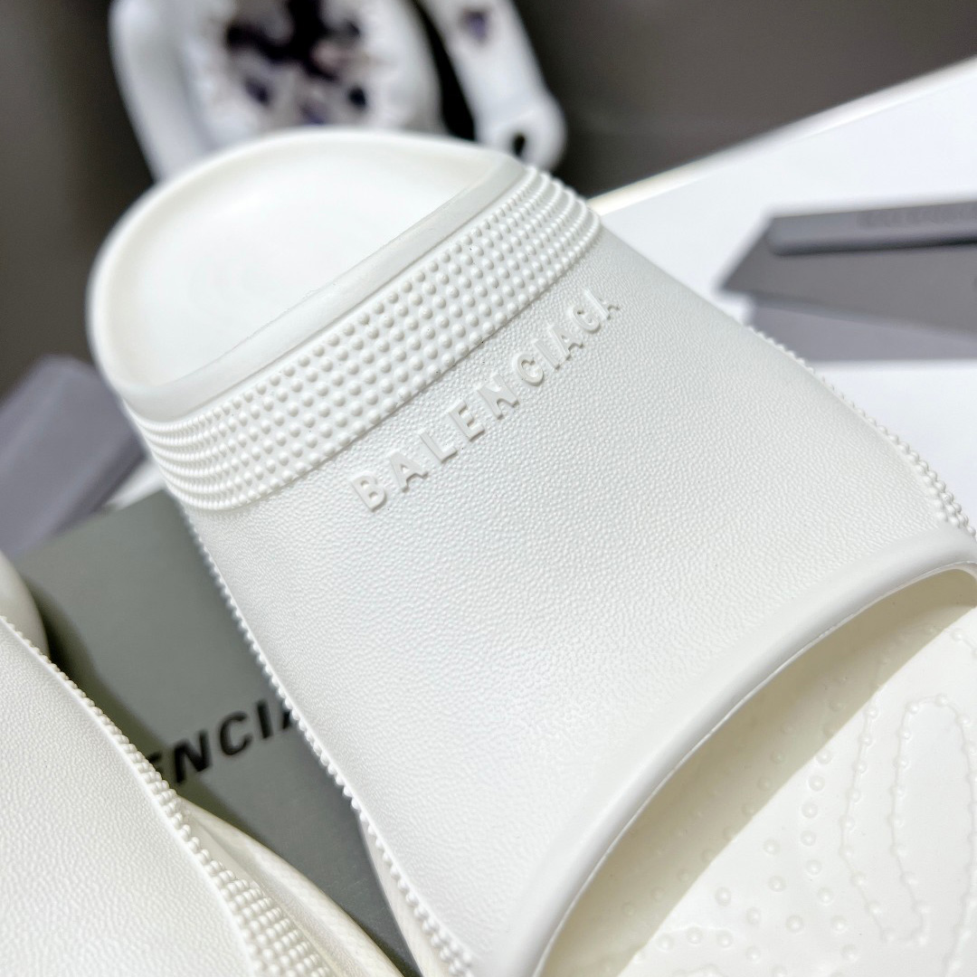 Balenciaga Women's Pool Crocs™ Slide Sandal In White - FashionPlug