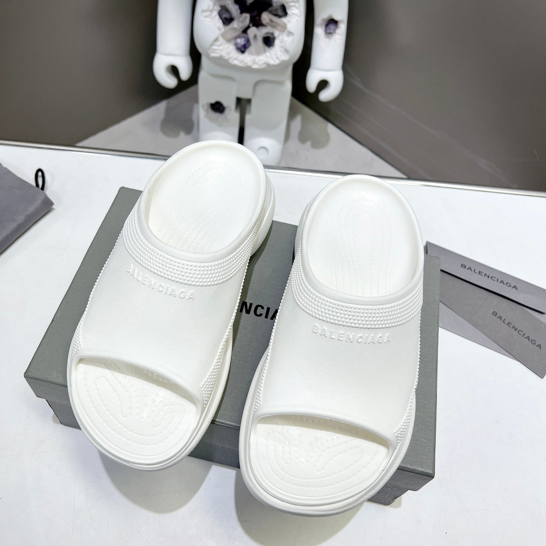Balenciaga Women's Pool Crocs™ Slide Sandal In White - FashionPlug