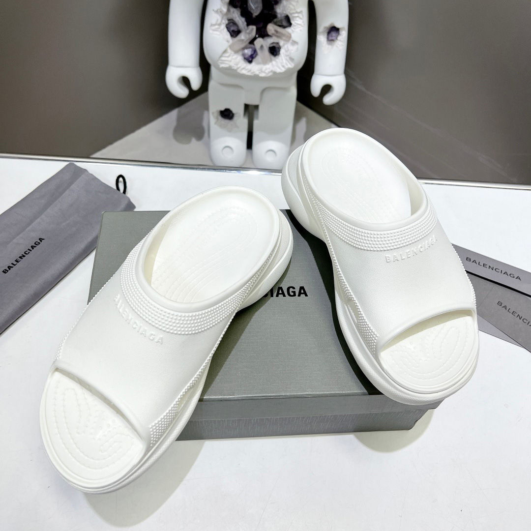 Balenciaga Women's Pool Crocs™ Slide Sandal In White - FashionPlug