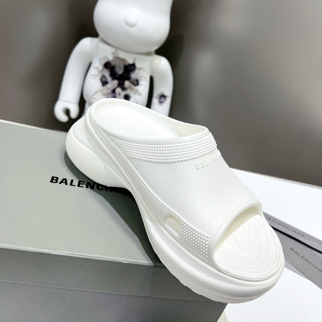 Balenciaga Women's Pool Crocs™ Slide Sandal In White - FashionPlug