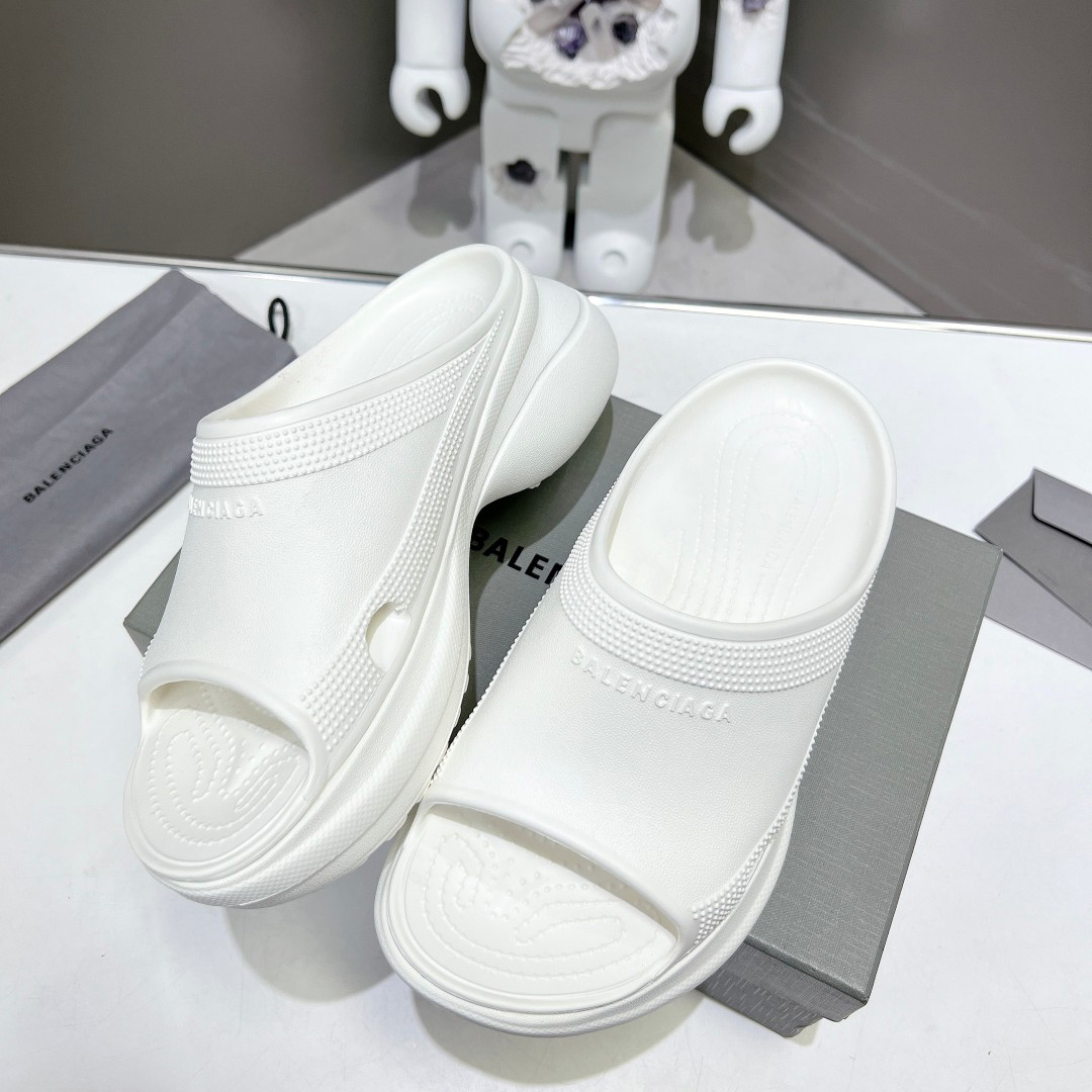 Balenciaga Women's Pool Crocs™ Slide Sandal In White - FashionPlug
