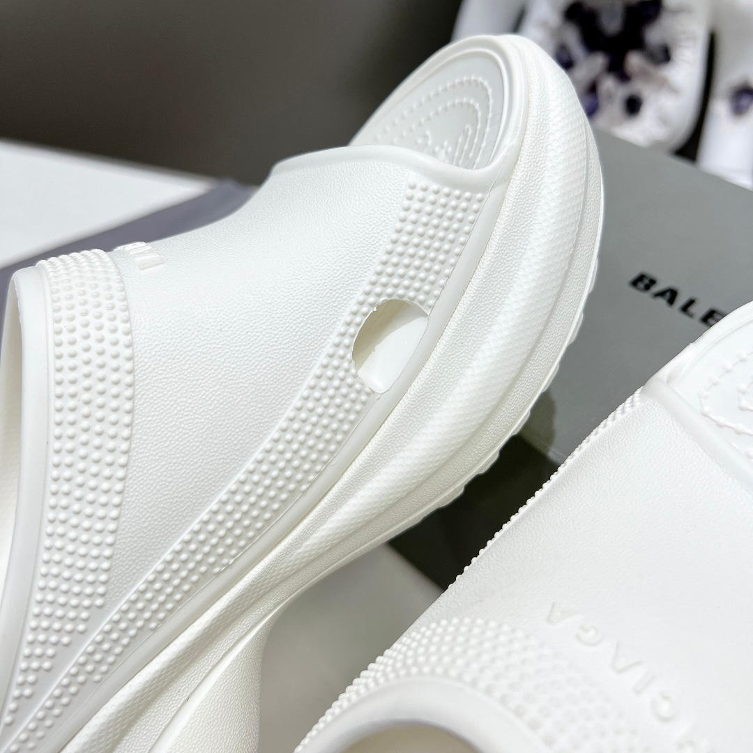 Balenciaga Women's Pool Crocs™ Slide Sandal In White - FashionPlug