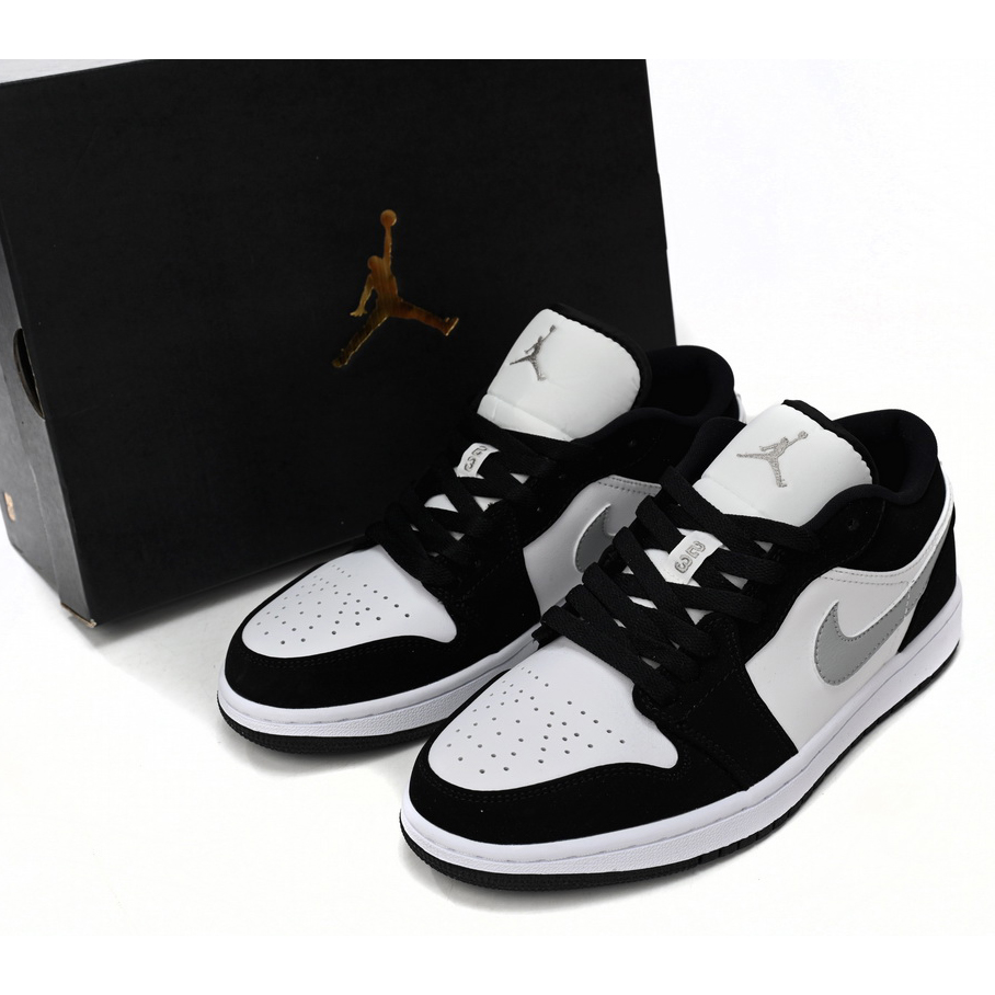 Air Jordan 1 Low Black and White Gray Sneaker    552780-018 - FashionPlug