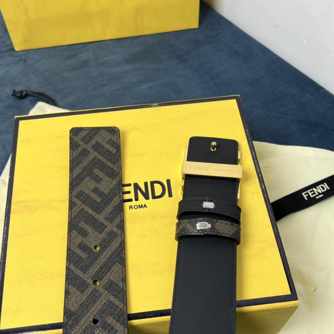 Fendi Reversible Black Leather Belt  - FashionPlug