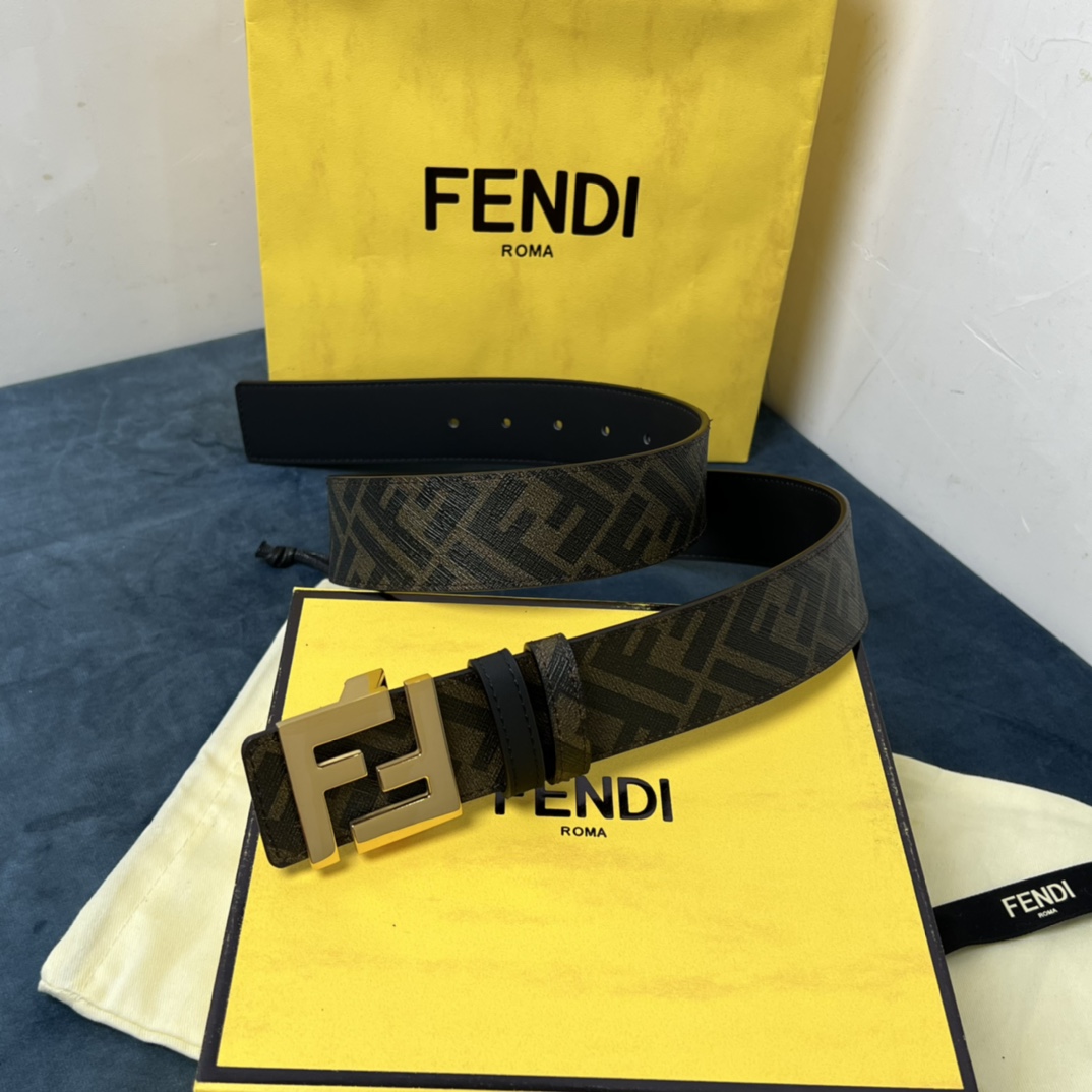 Fendi Reversible Black Leather Belt  - FashionPlug
