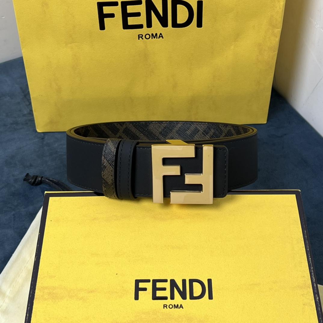 Fendi Reversible Black Leather Belt  - FashionPlug