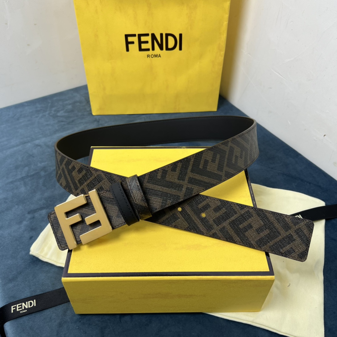 Fendi Reversible Black Leather Belt  - FashionPlug