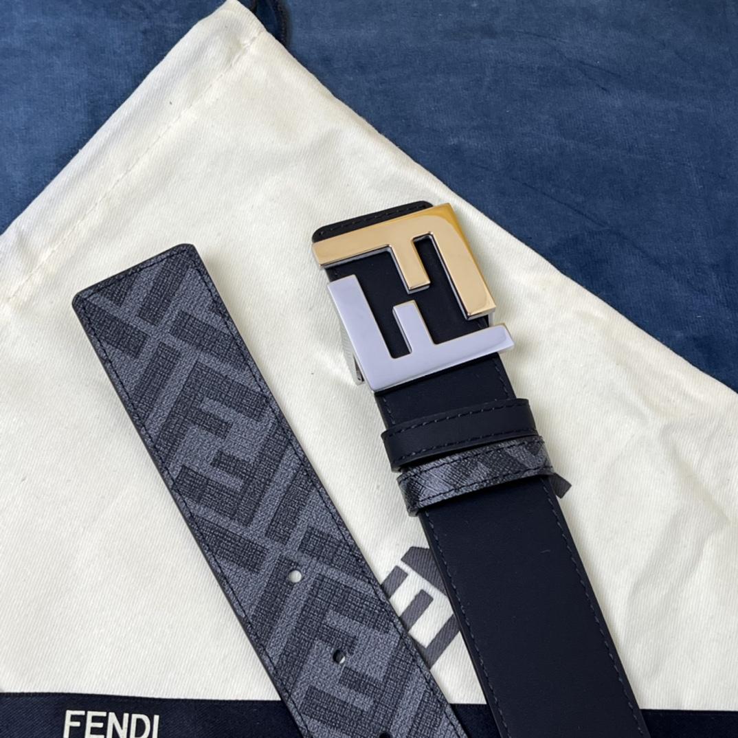 Fendi Reversible Black Leather Belt  - FashionPlug