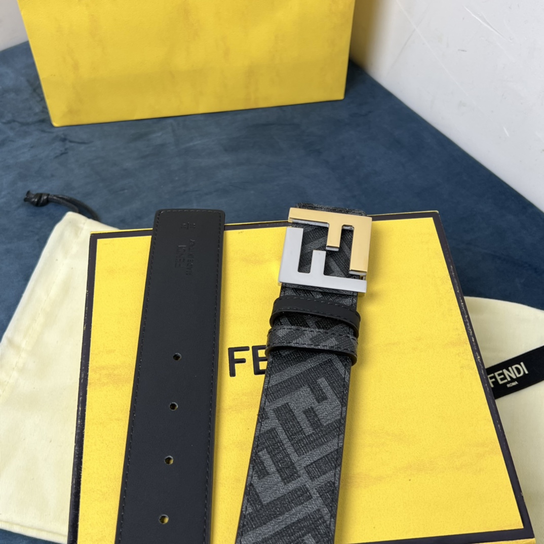 Fendi Reversible Black Leather Belt  - FashionPlug