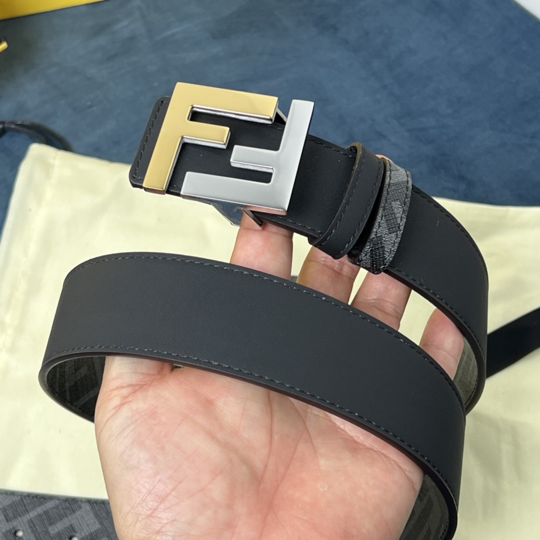 Fendi Reversible Black Leather Belt  - FashionPlug