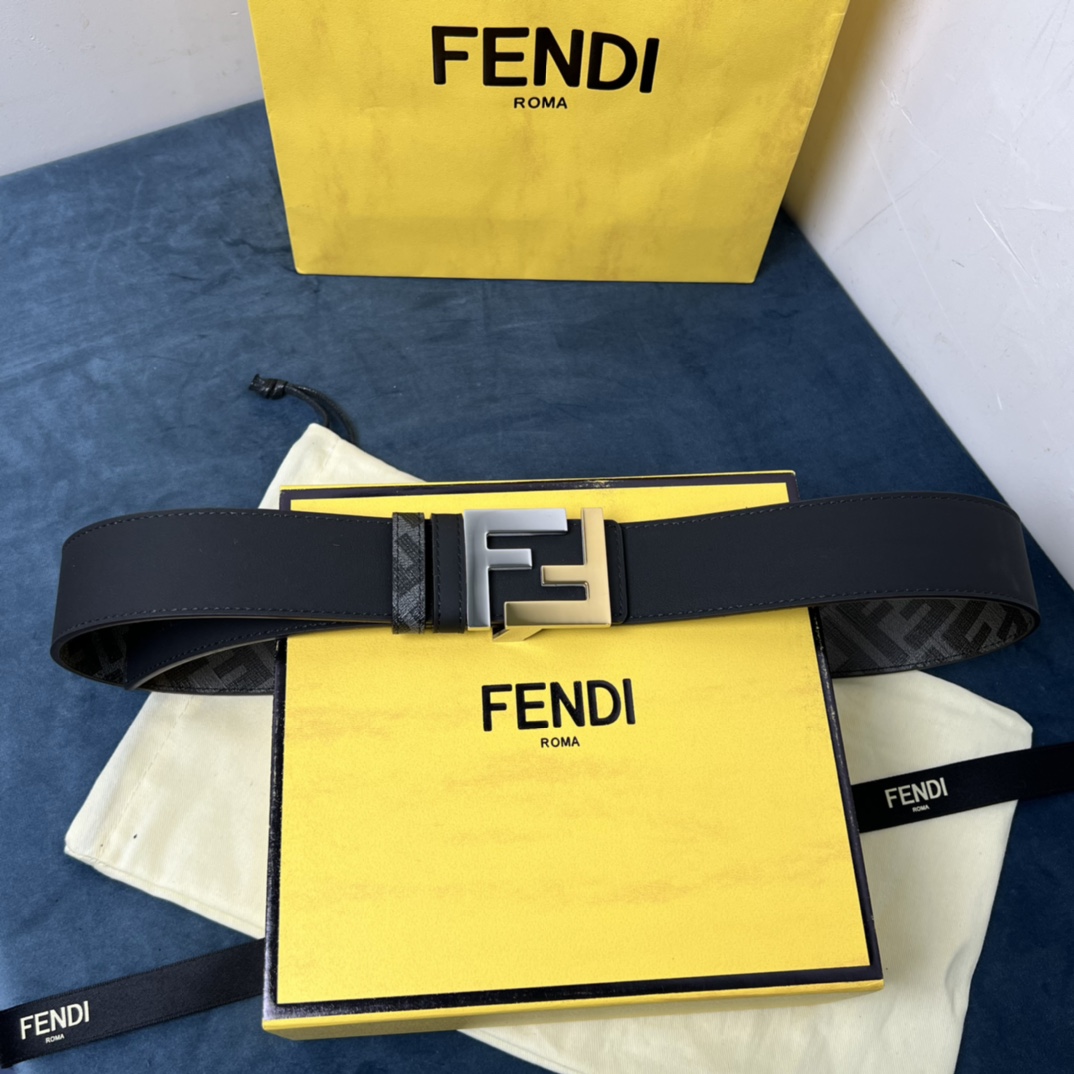 Fendi Reversible Black Leather Belt  - FashionPlug