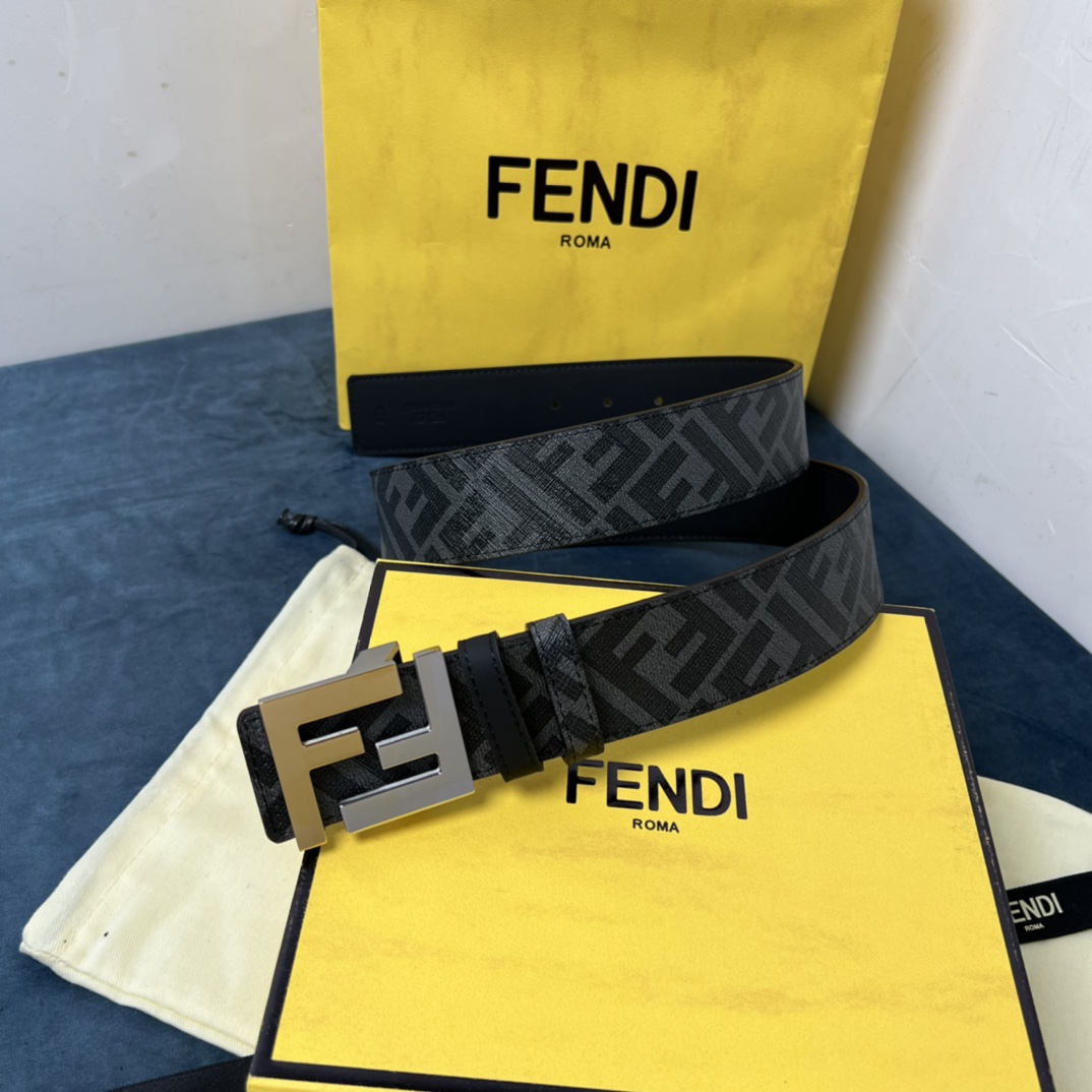 Fendi Reversible Black Leather Belt  - FashionPlug