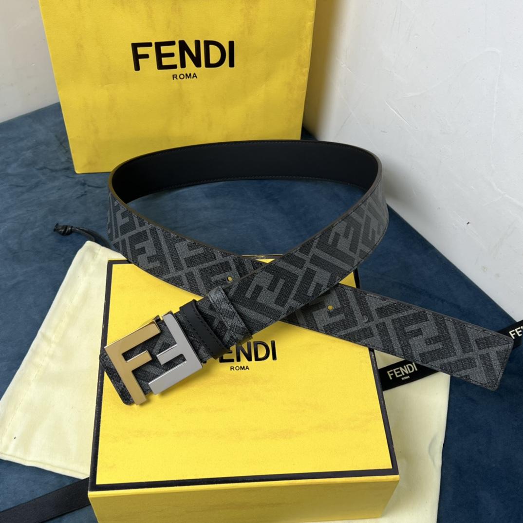 Fendi Reversible Black Leather Belt  - FashionPlug