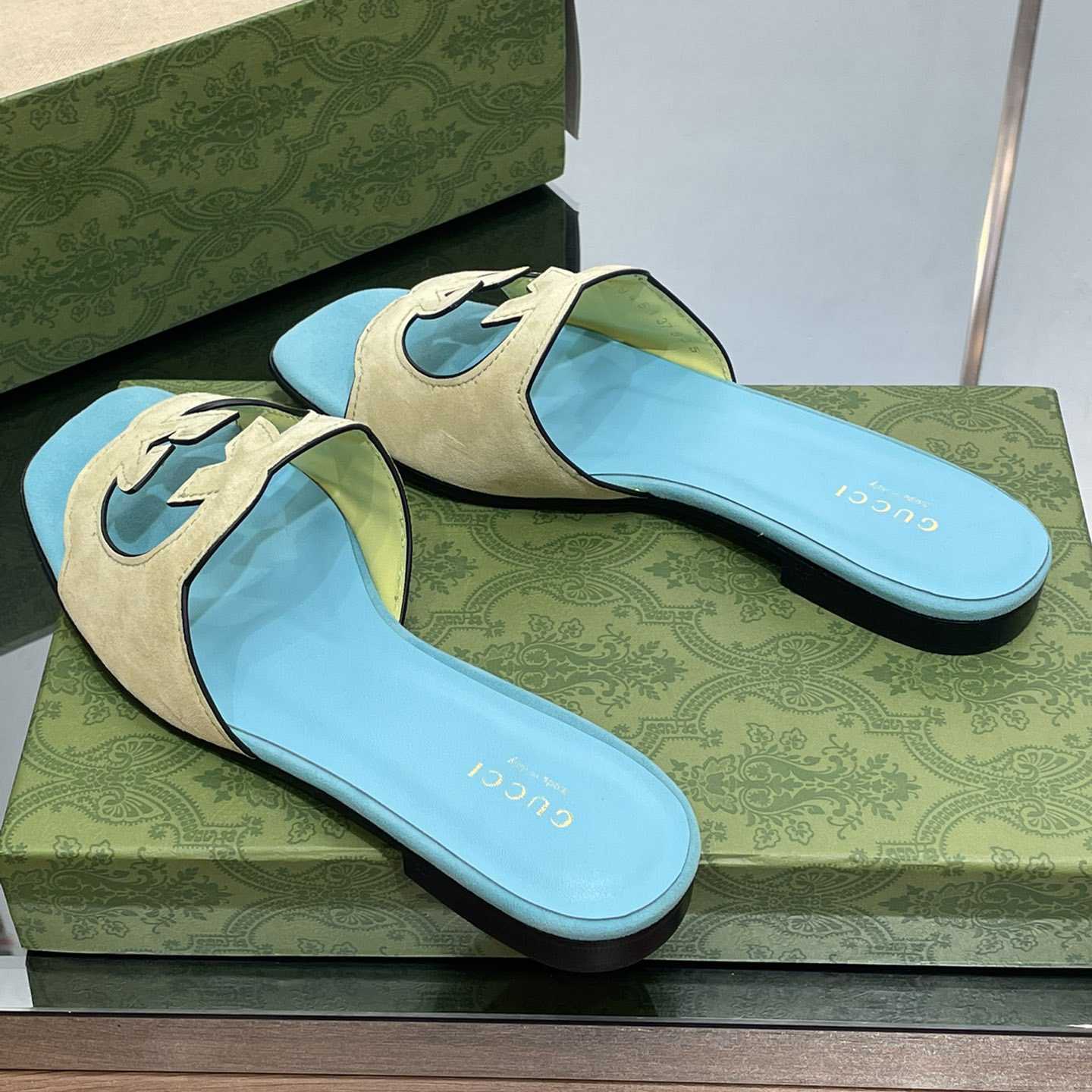 Gucci Women's Interlocking G Cut-out Slide Sandal - FashionPlug