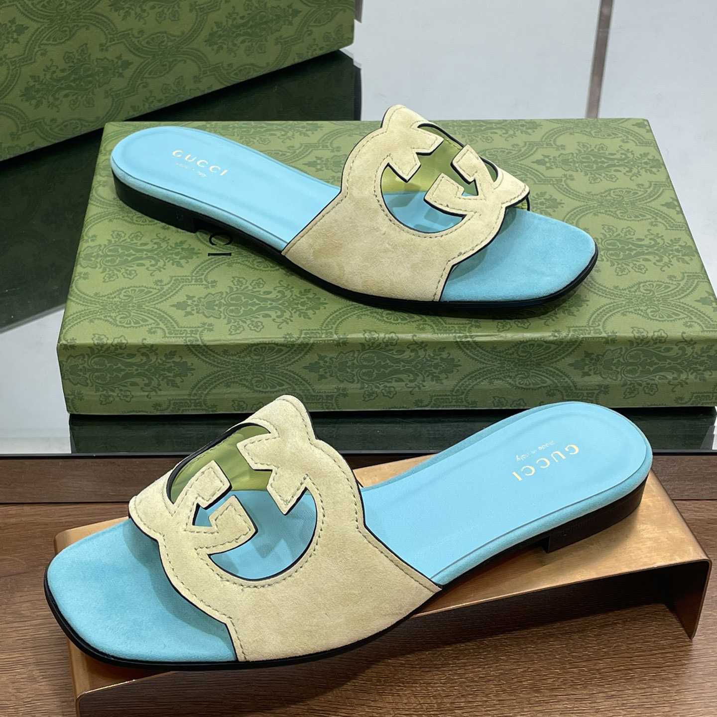 Gucci Women's Interlocking G Cut-out Slide Sandal - FashionPlug