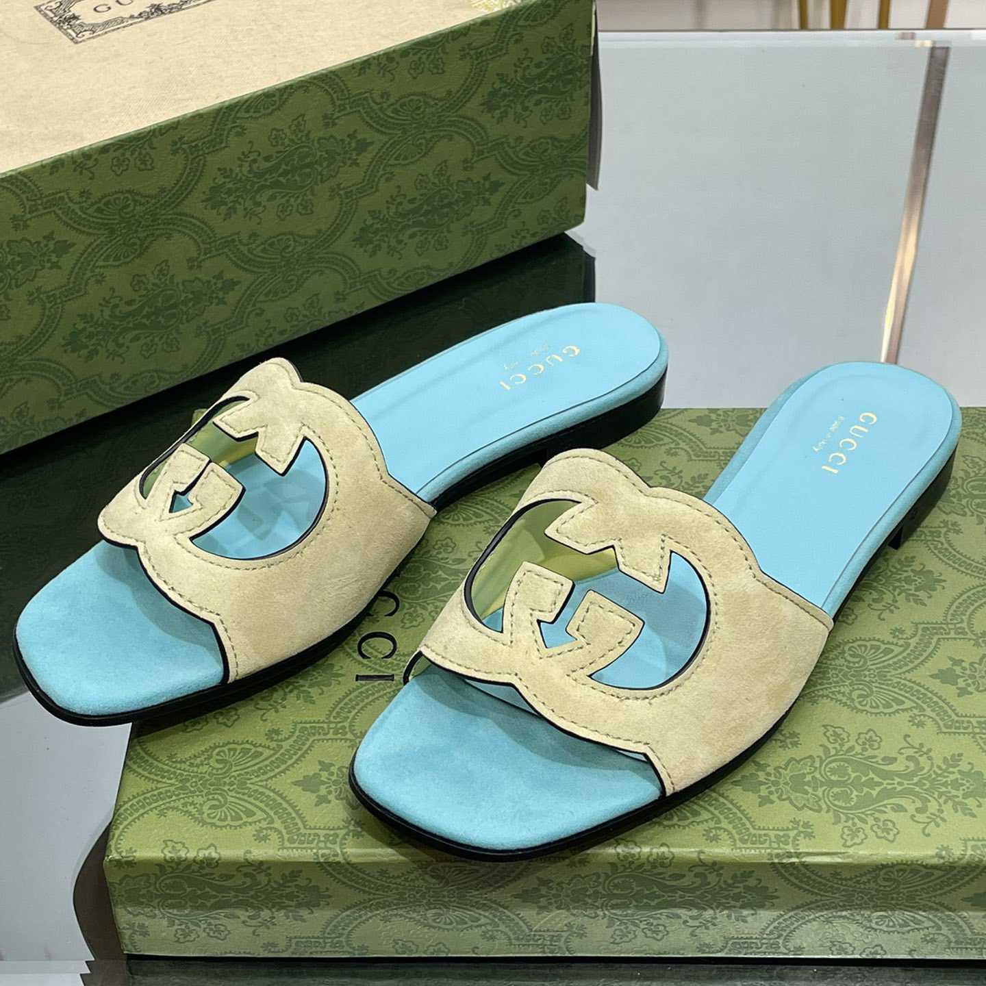 Gucci Women's Interlocking G Cut-out Slide Sandal - FashionPlug